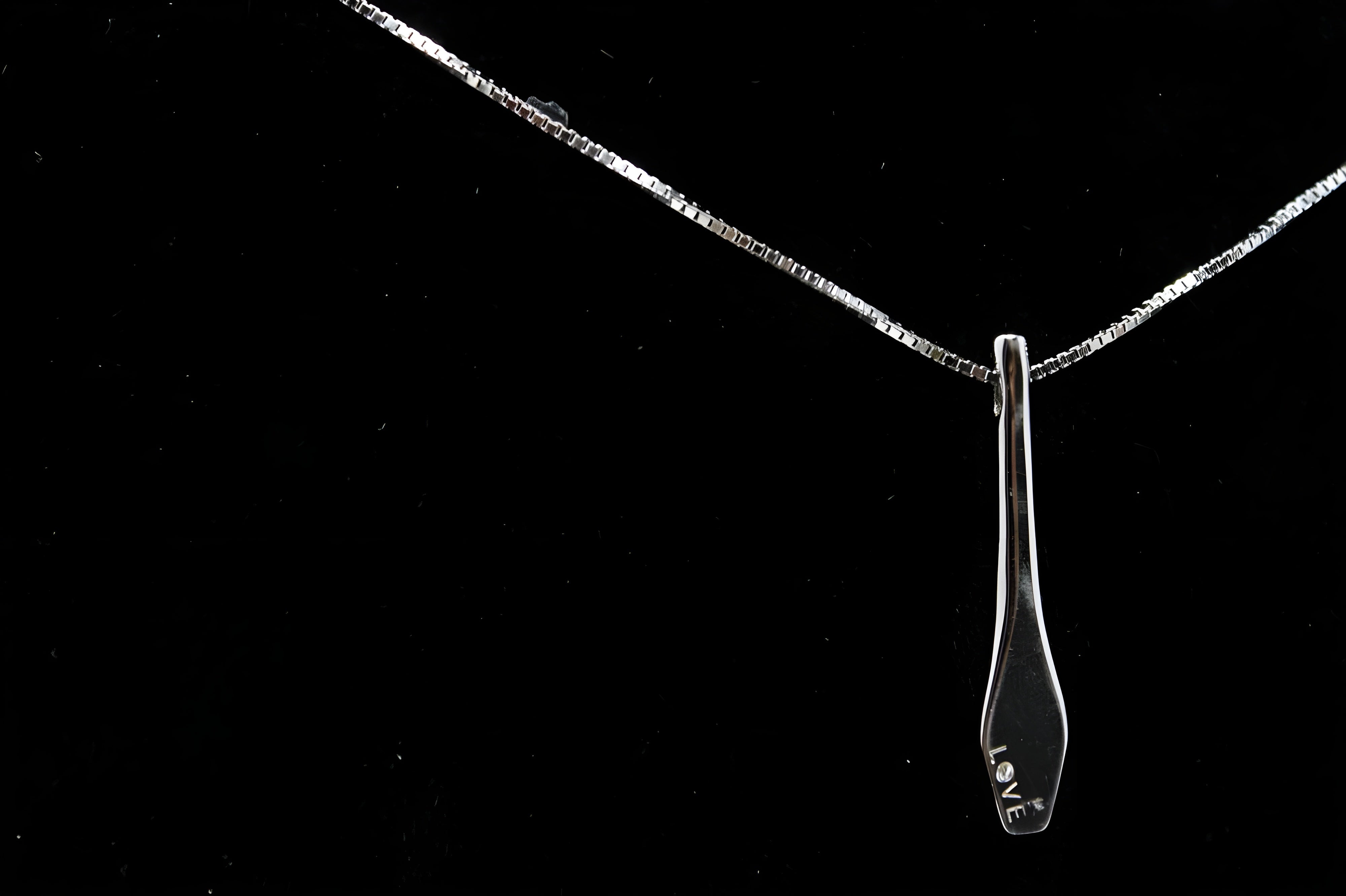 Sleek Silver Love Bar Necklace with Engraving