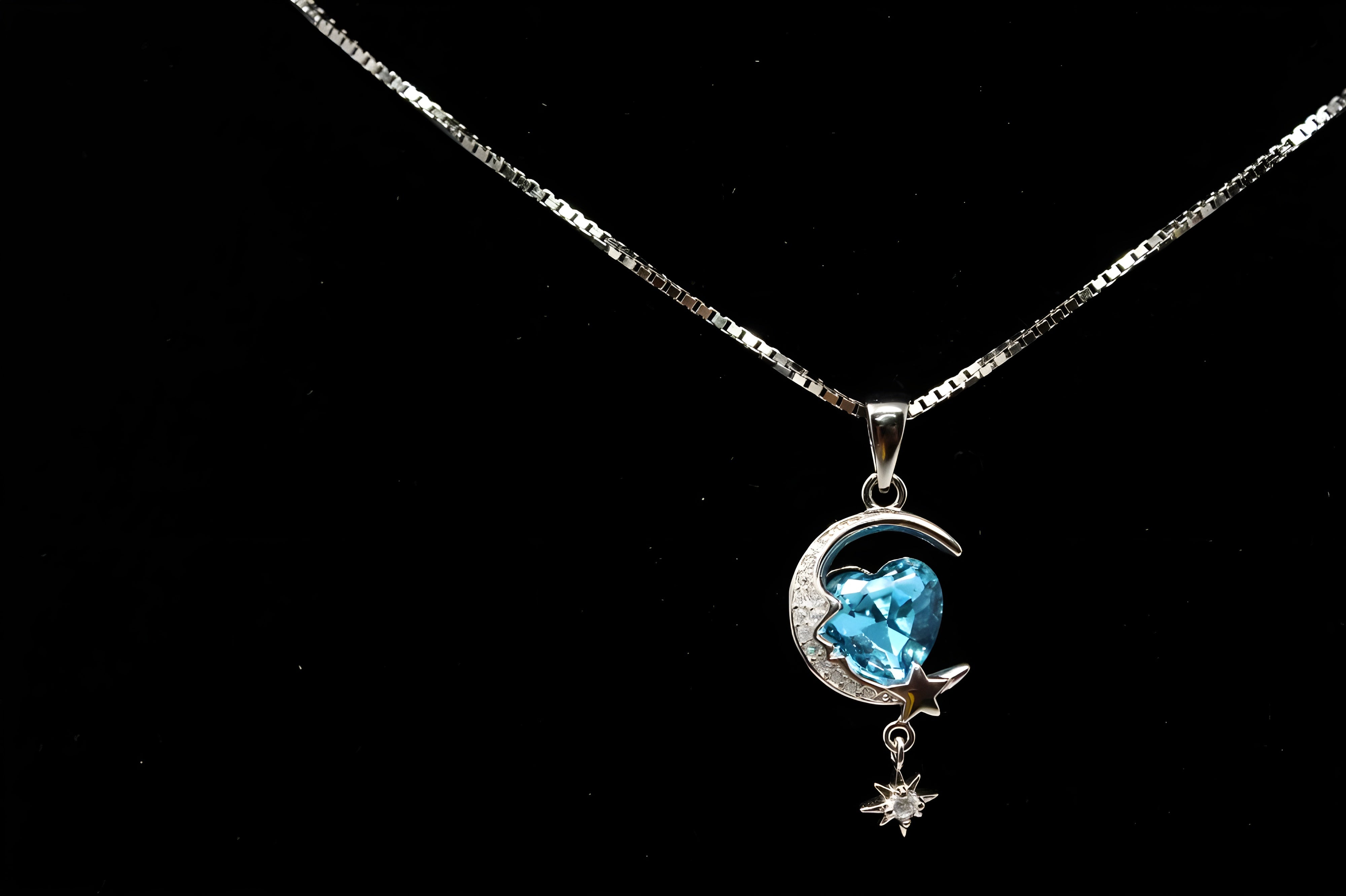 Sterling Silver Celestial Heart Pendant with VeeLux Crystals