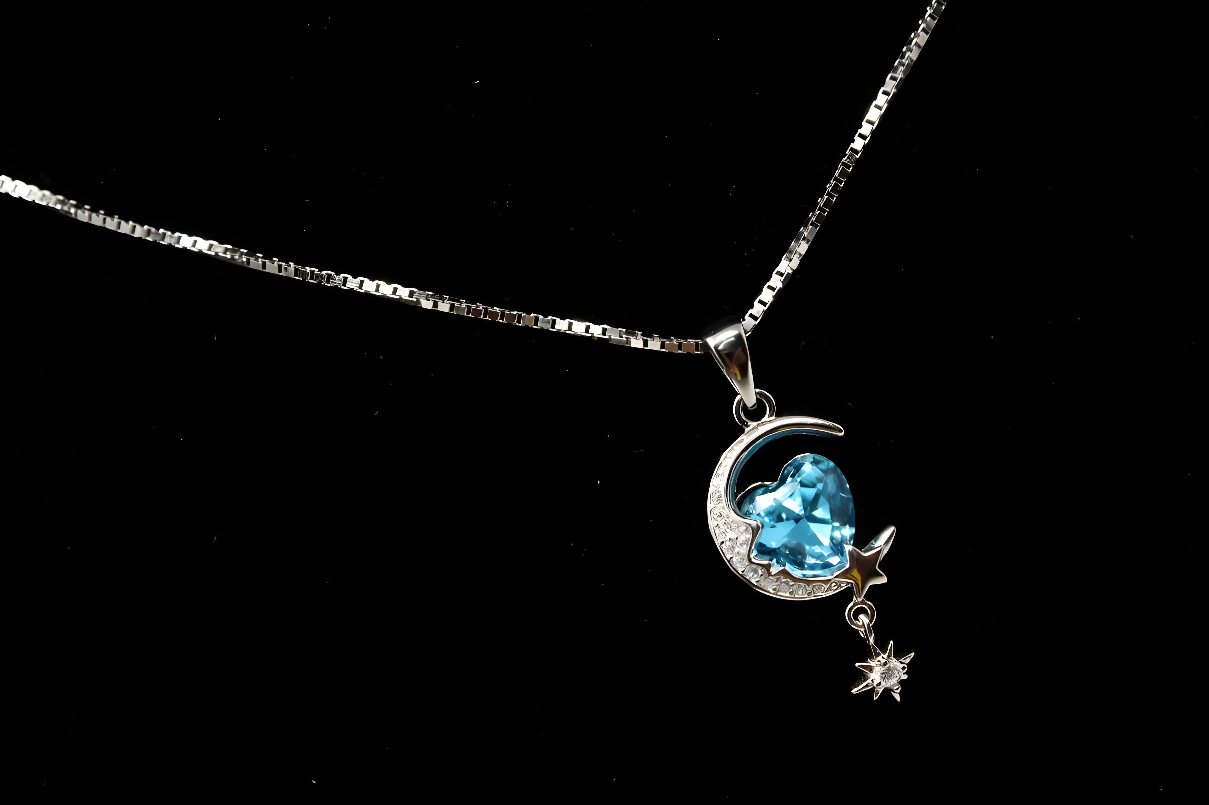 Sterling Silver Celestial Heart Pendant with VeeLux Crystals