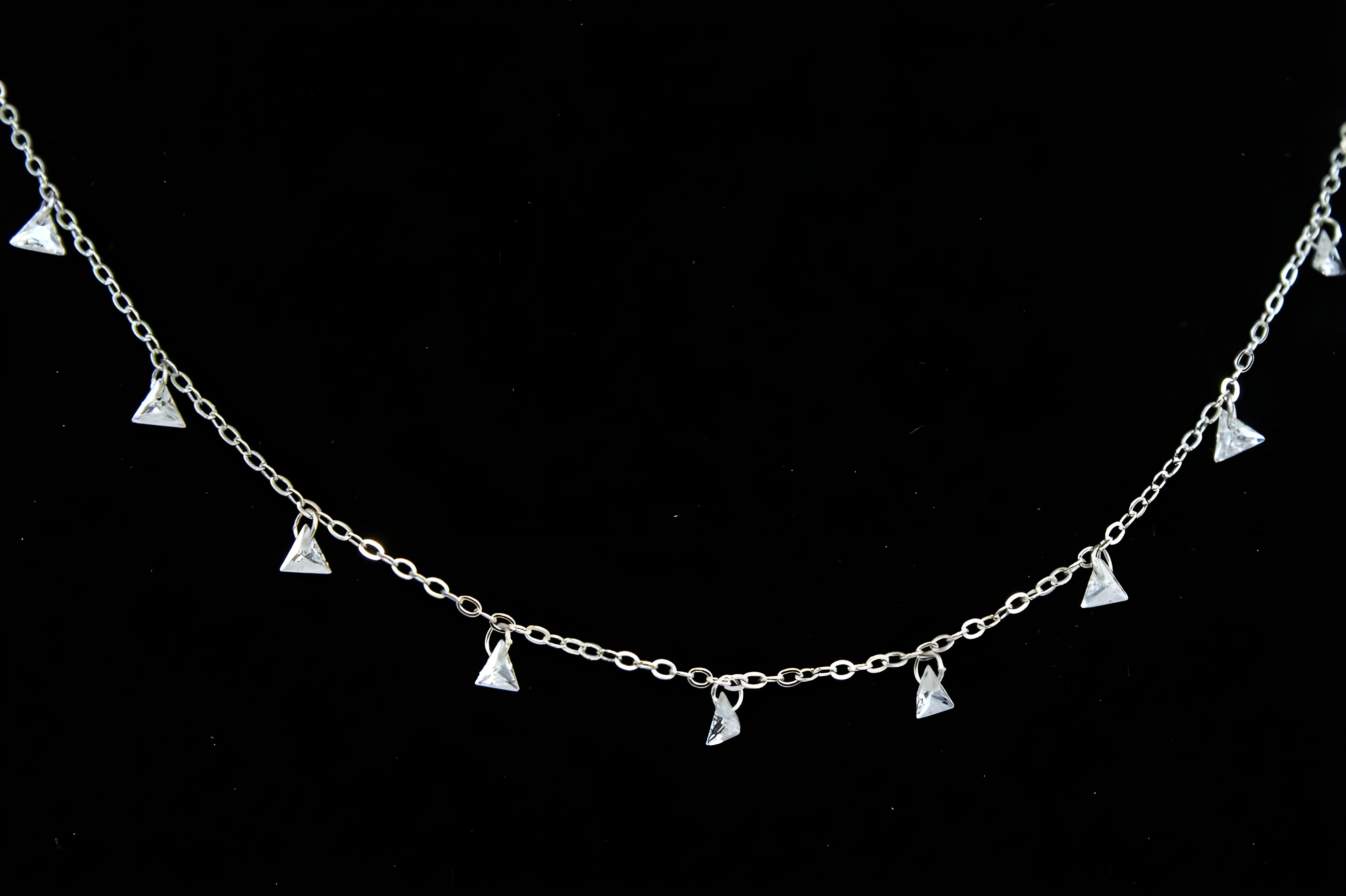 Modern Elegance: Silver Triangle VeeLux Crystal Charm Necklace