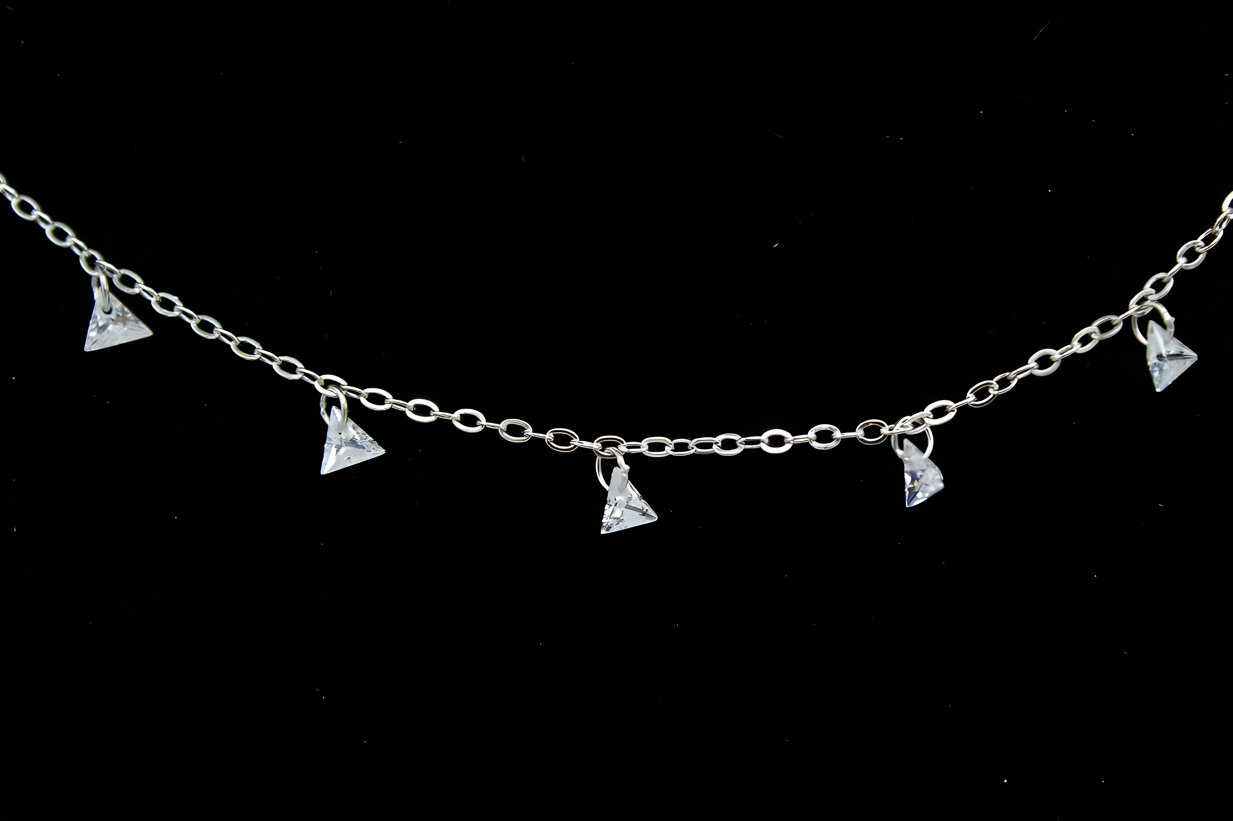 Modern Elegance: Silver Triangle VeeLux Crystal Charm Necklace