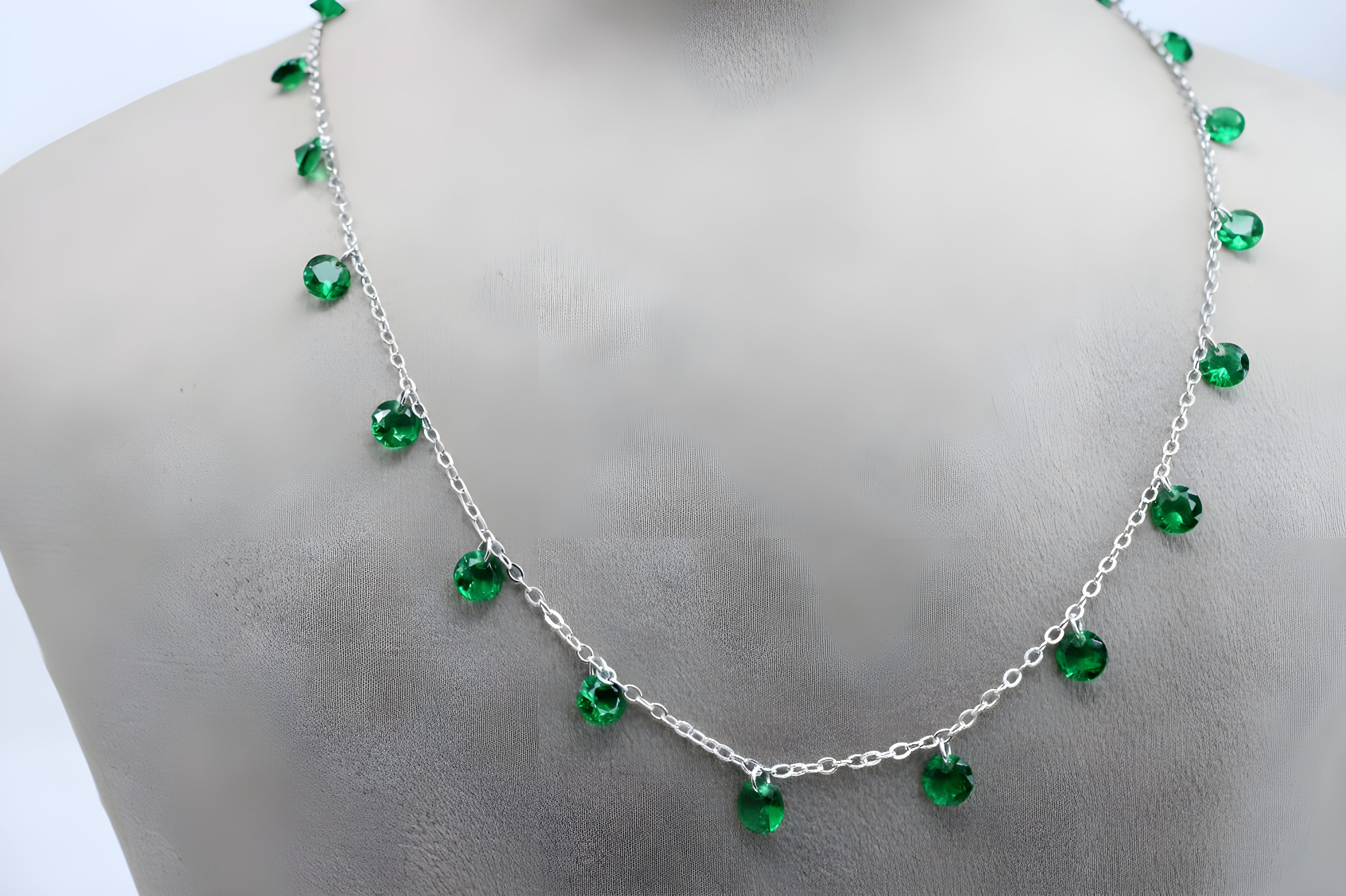 Vibrant Emerald Green VeeLux Diamond Charm Necklace