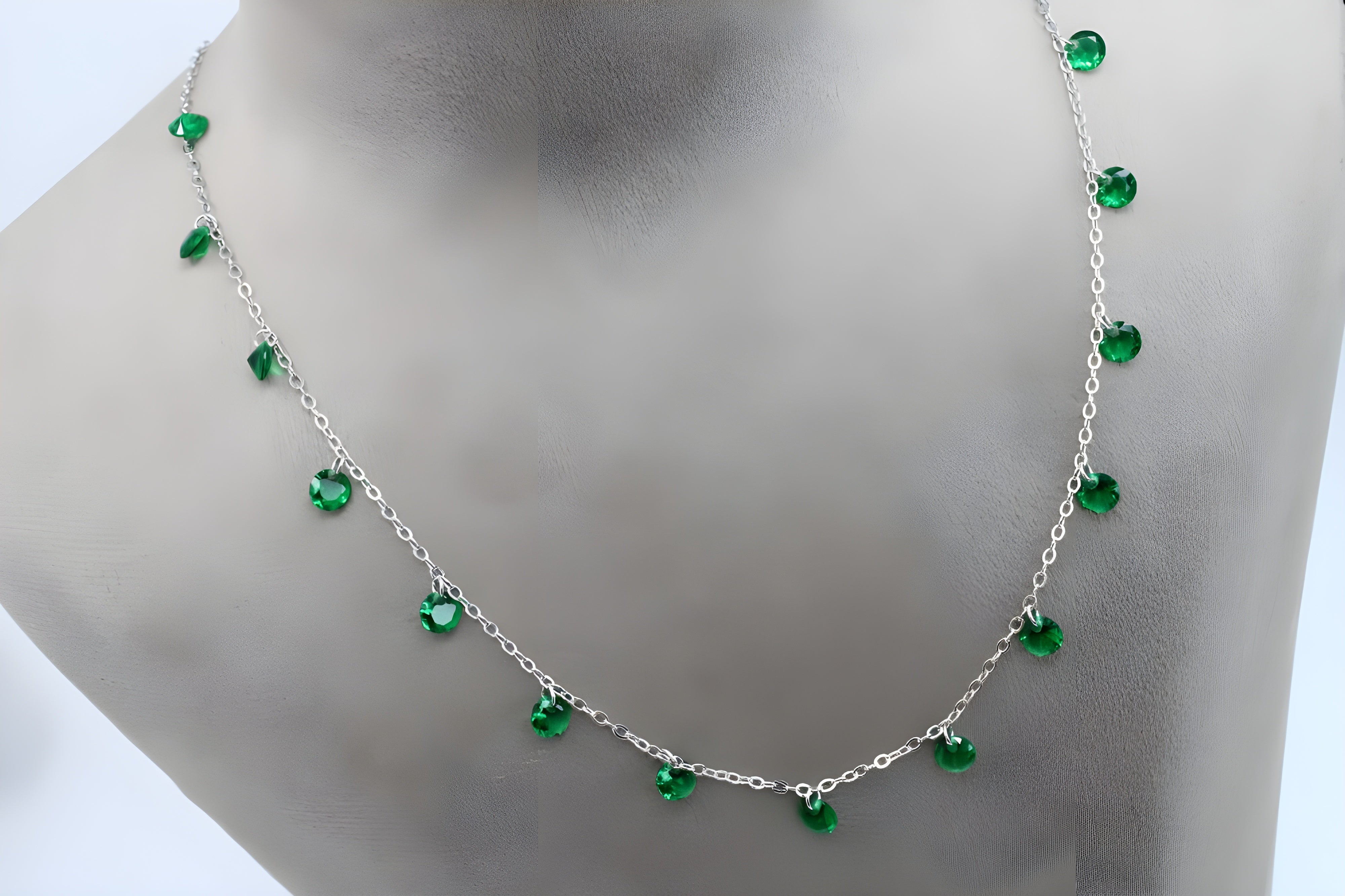 Vibrant Emerald Green VeeLux Diamond Charm Necklace