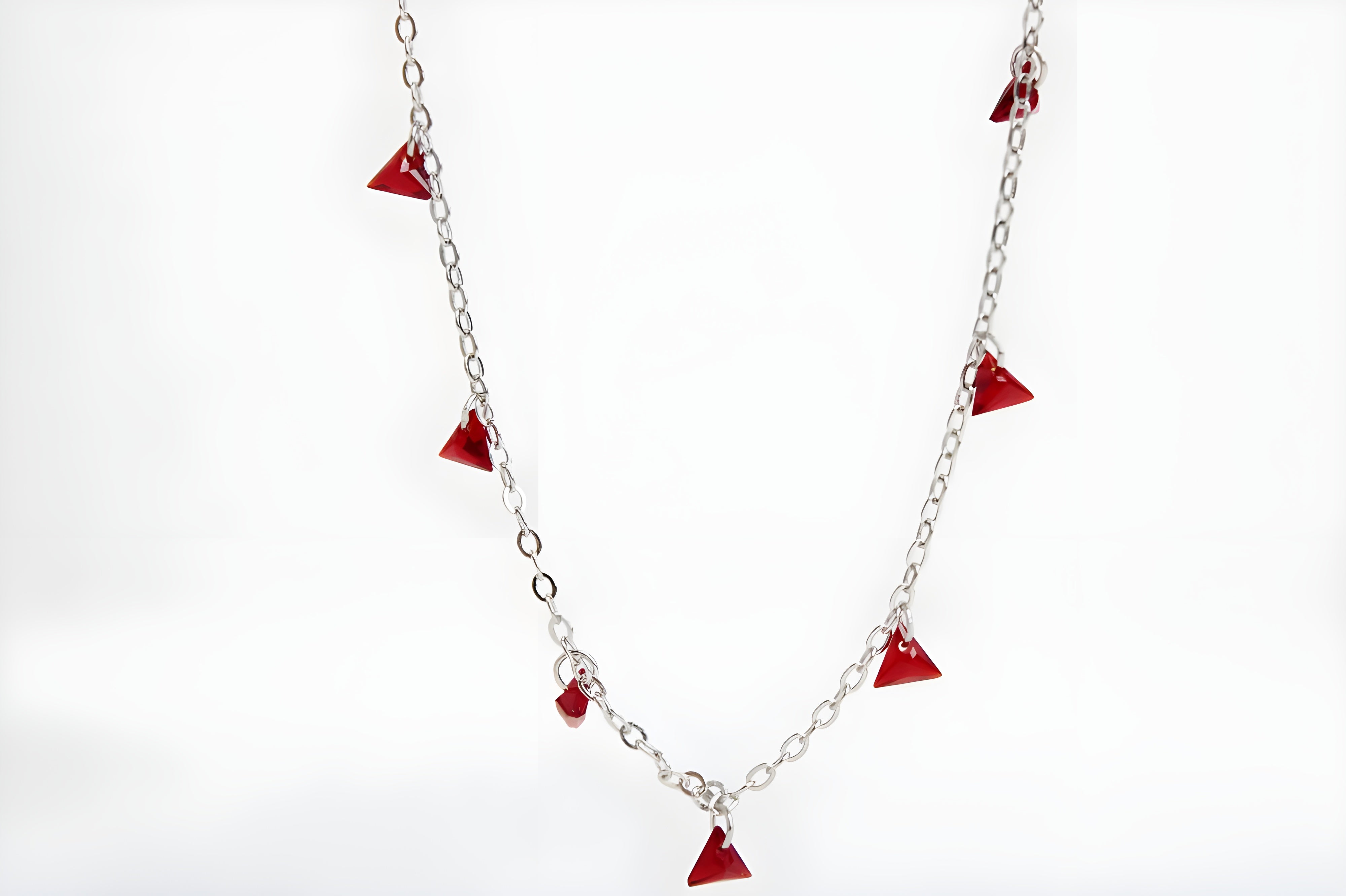 Scarlet Spark Triangle Necklace