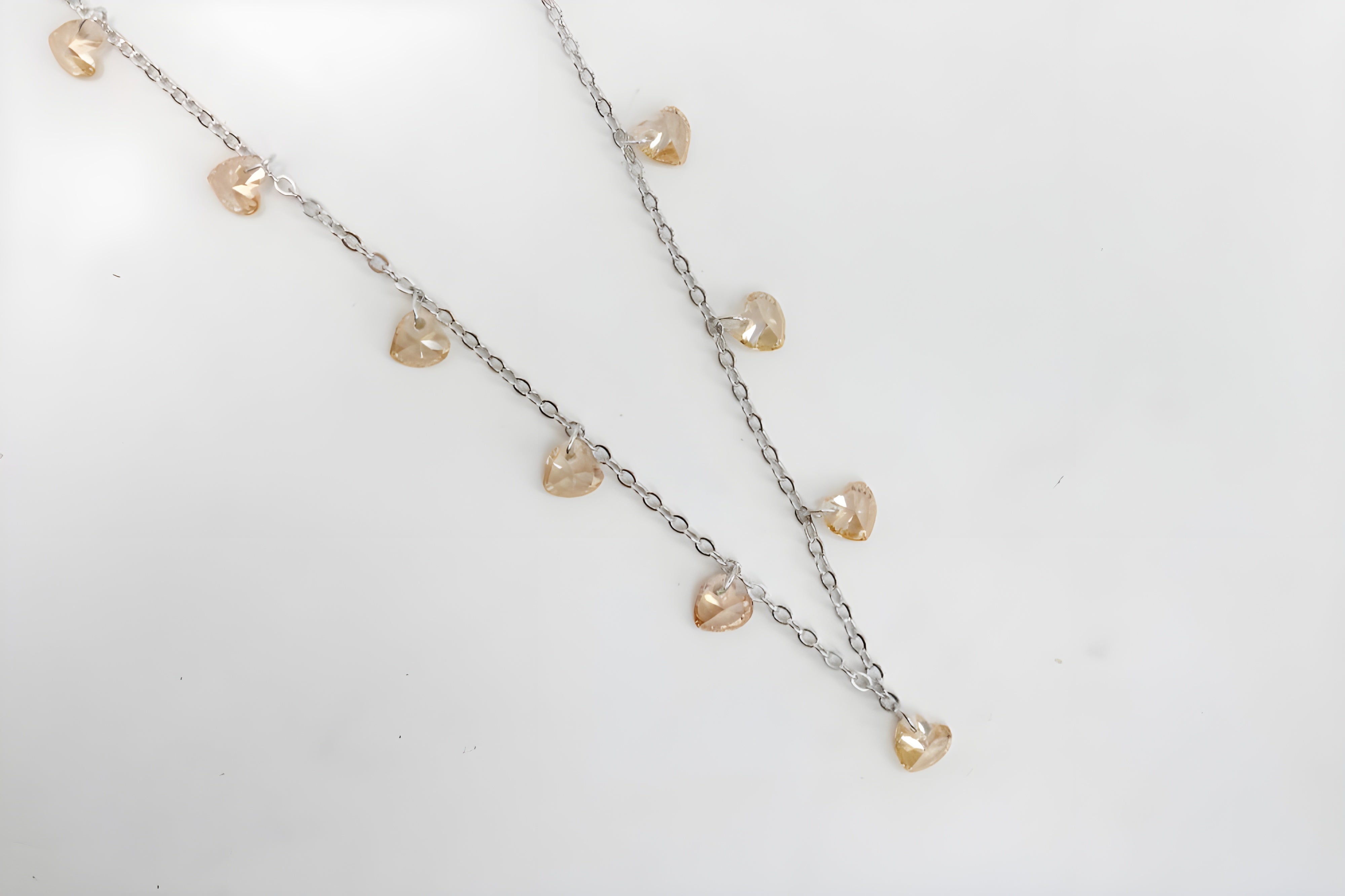 Golden Whisper Champagne Heart Crystal Necklace