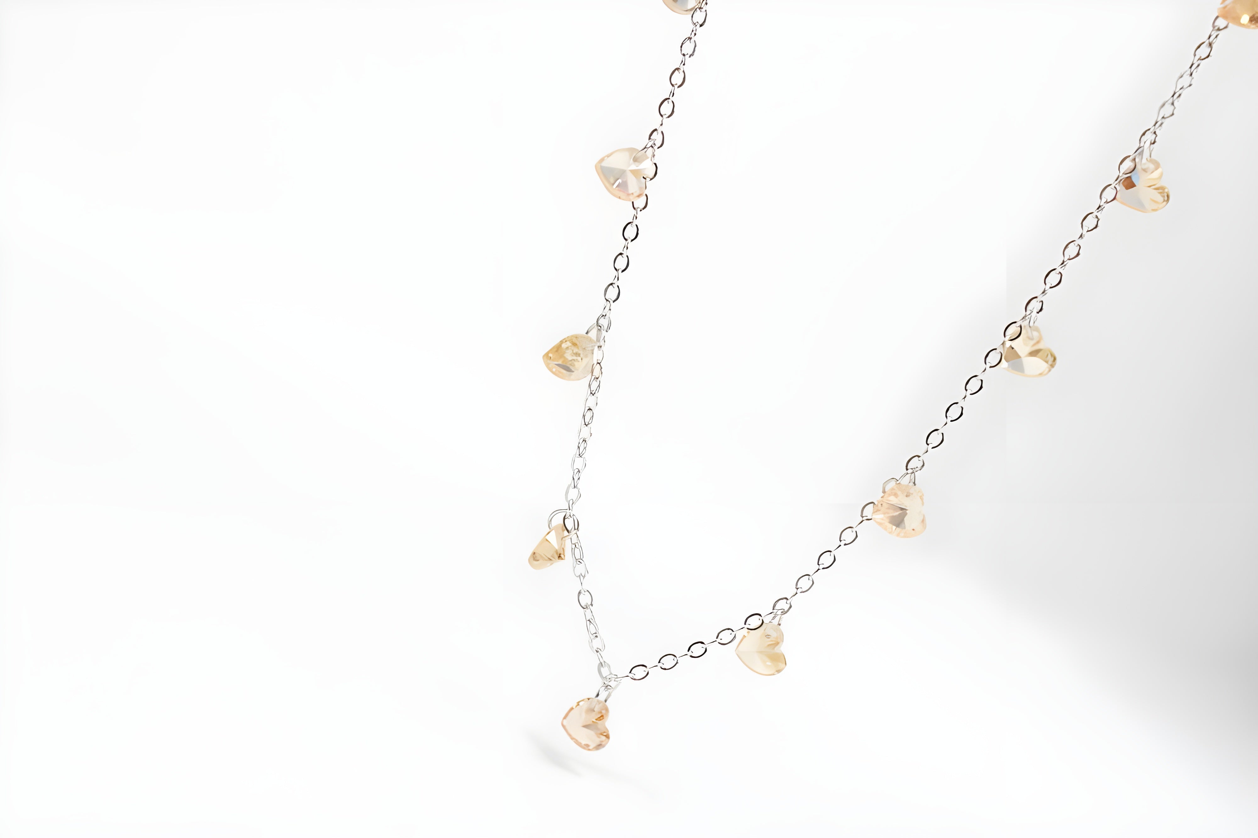 Golden Whisper Champagne Heart Crystal Necklace