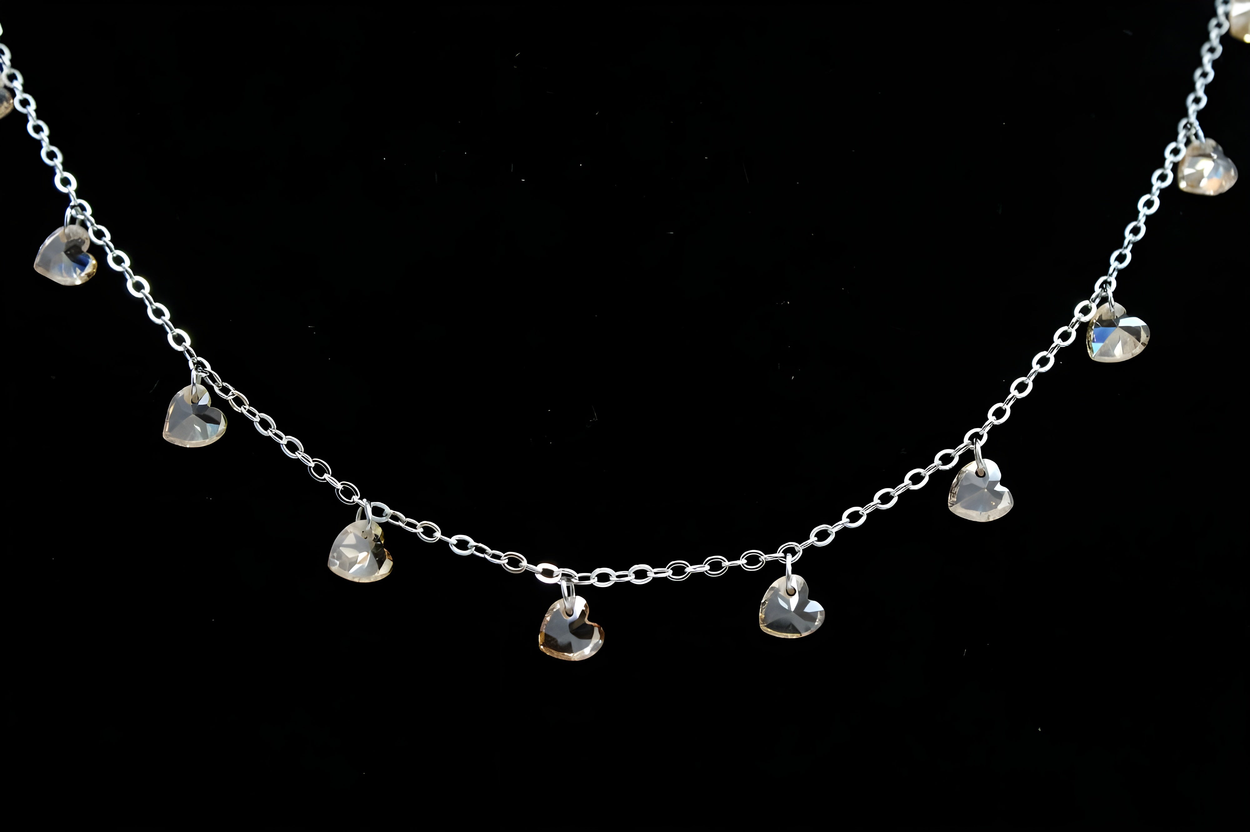 Golden Whisper Champagne Heart Crystal Necklace