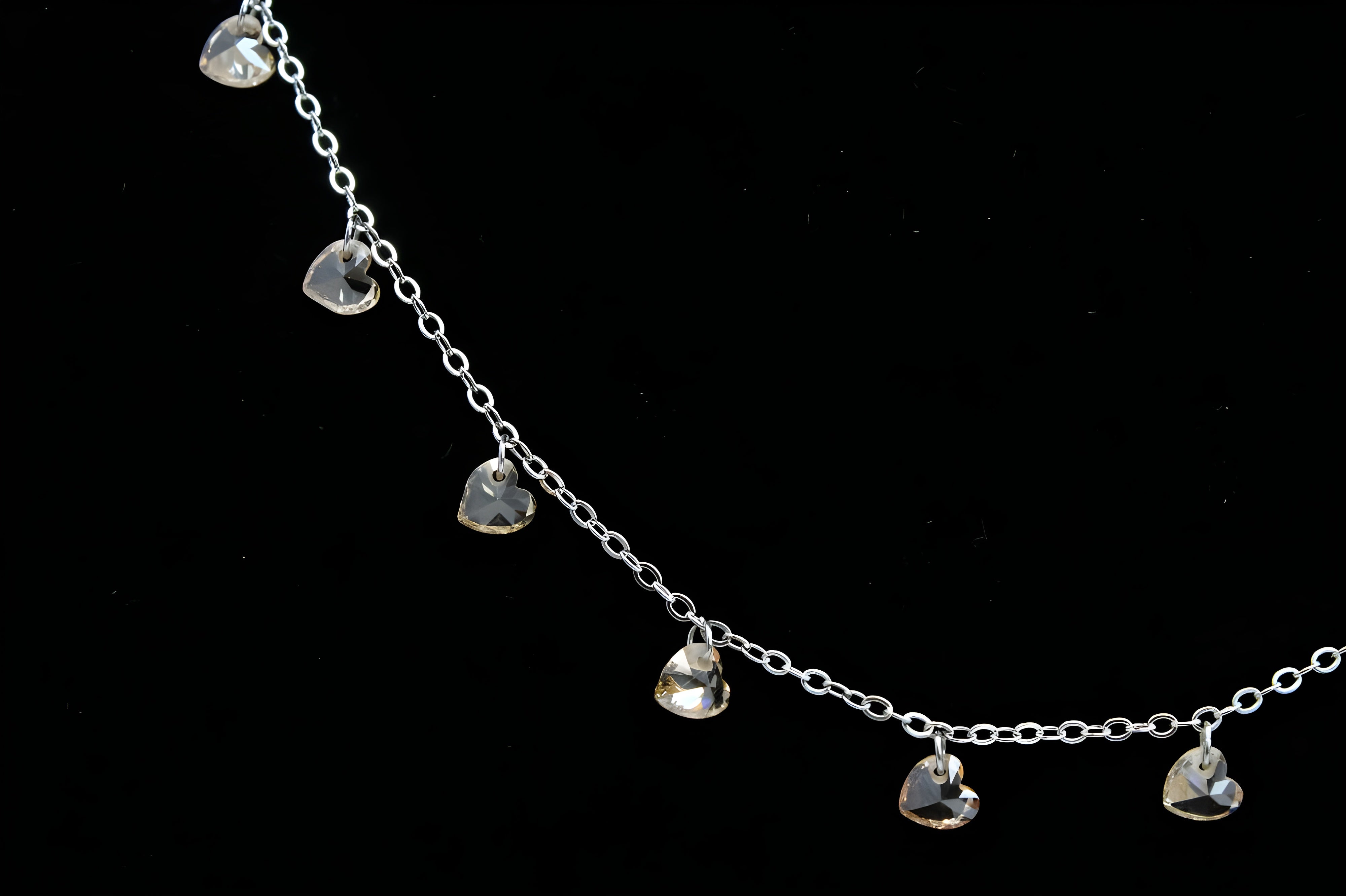 Golden Whisper Champagne Heart Crystal Necklace