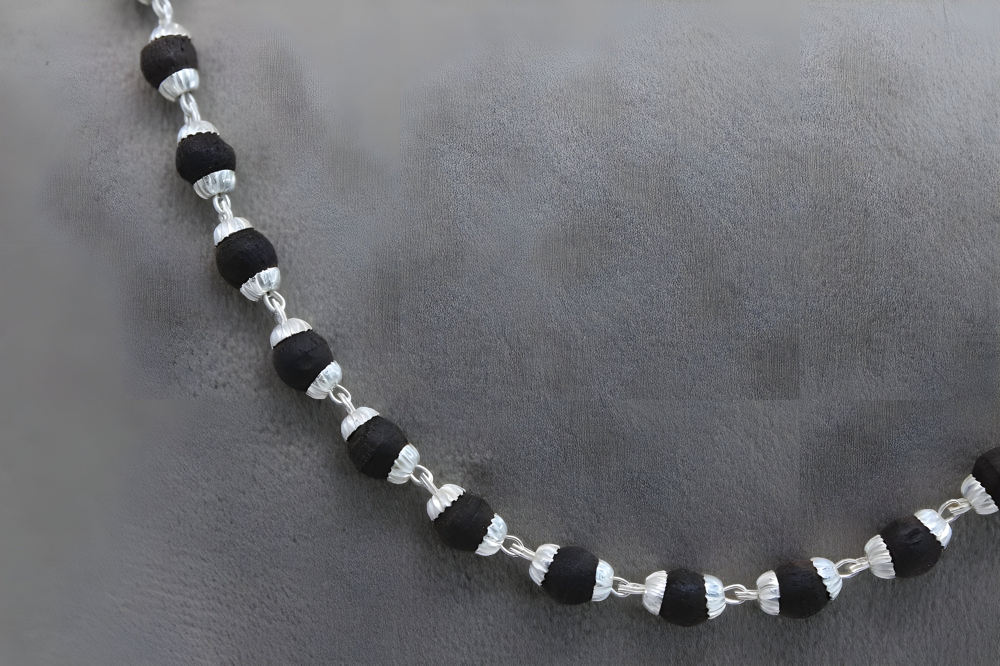 Midnight Majesty Beaded Silver Chain