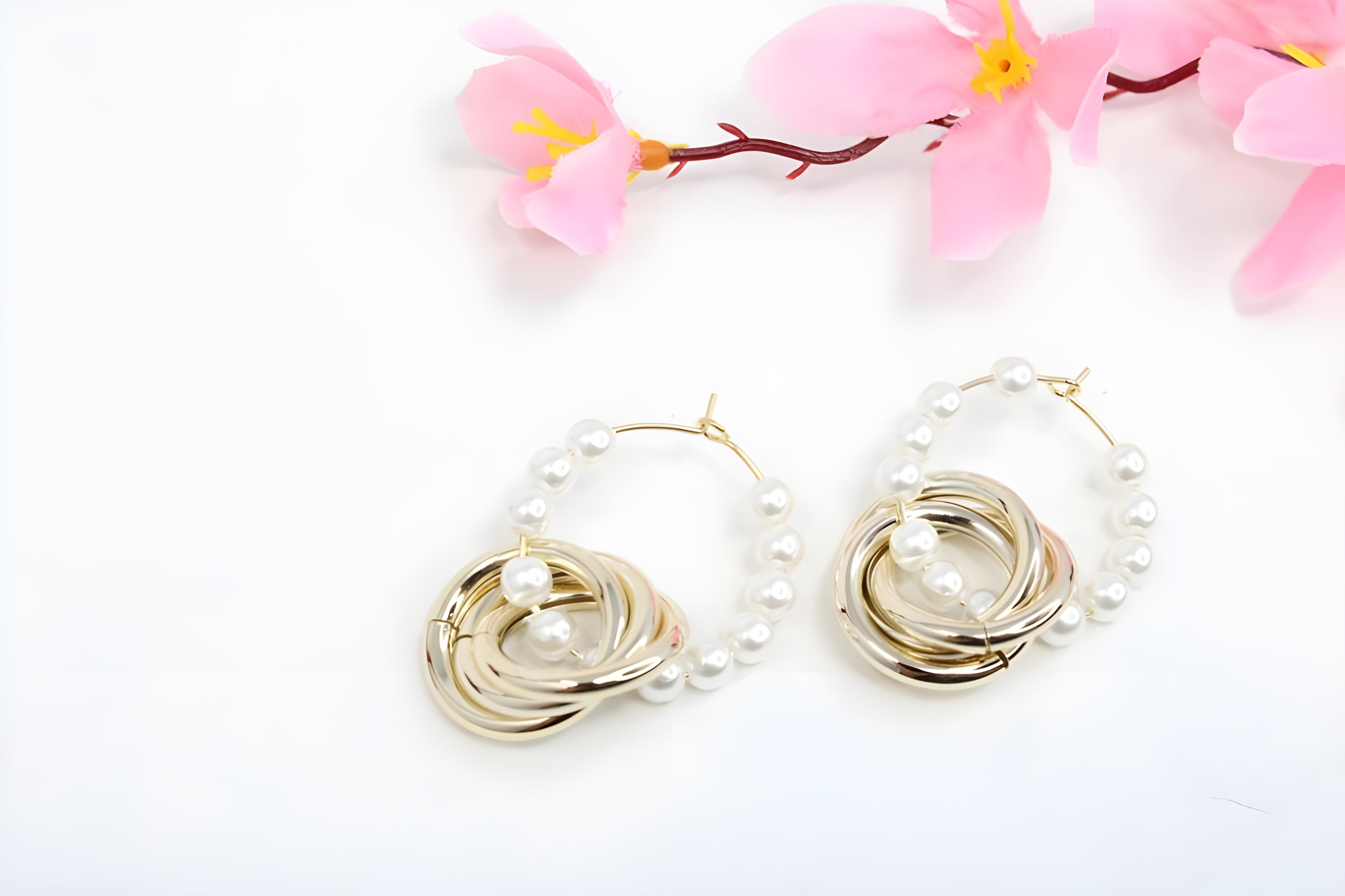 Classic Gold Hoop Earrings with Freshwater Pearls