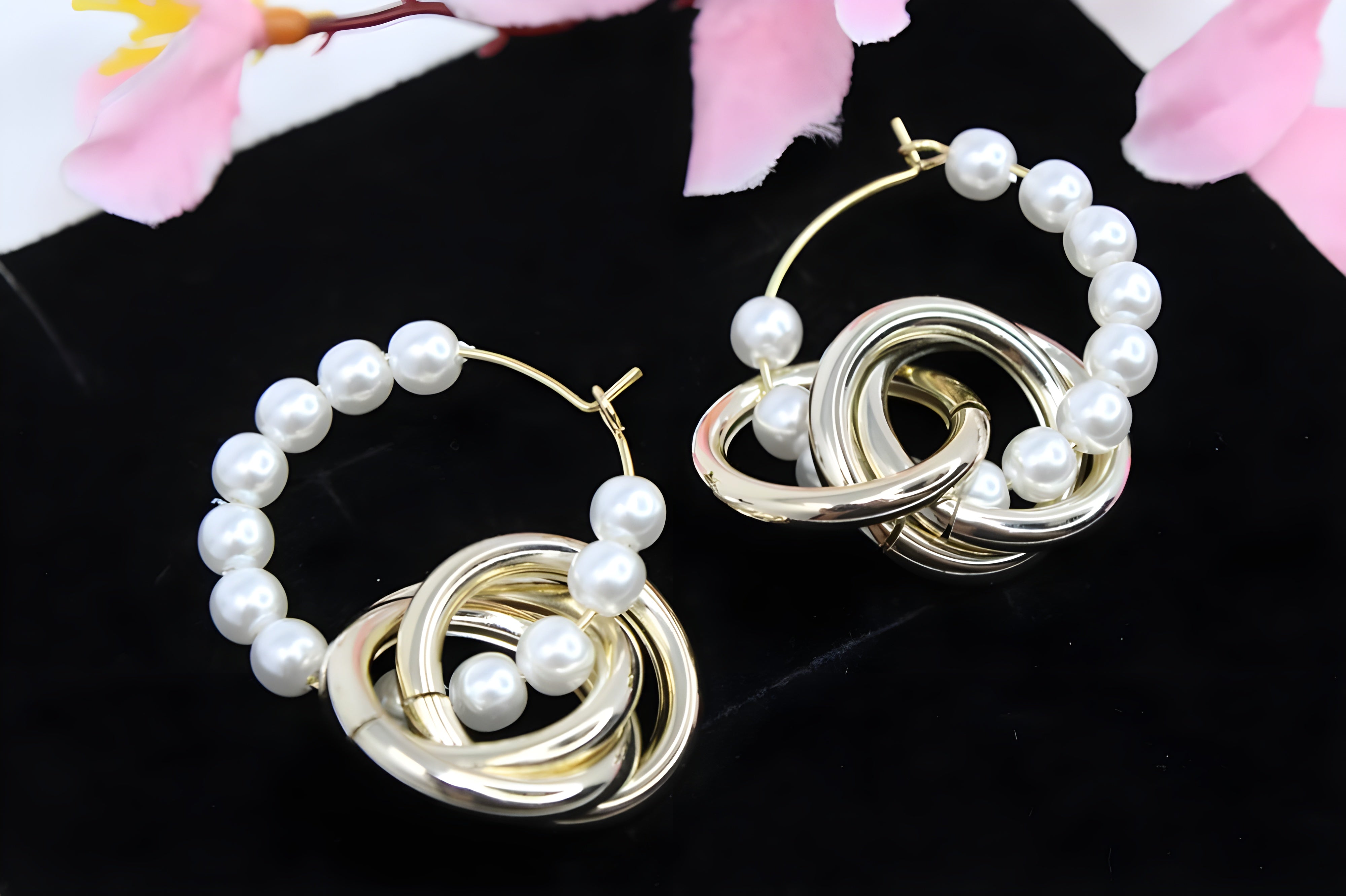 Classic Gold Hoop Earrings with Freshwater Pearls