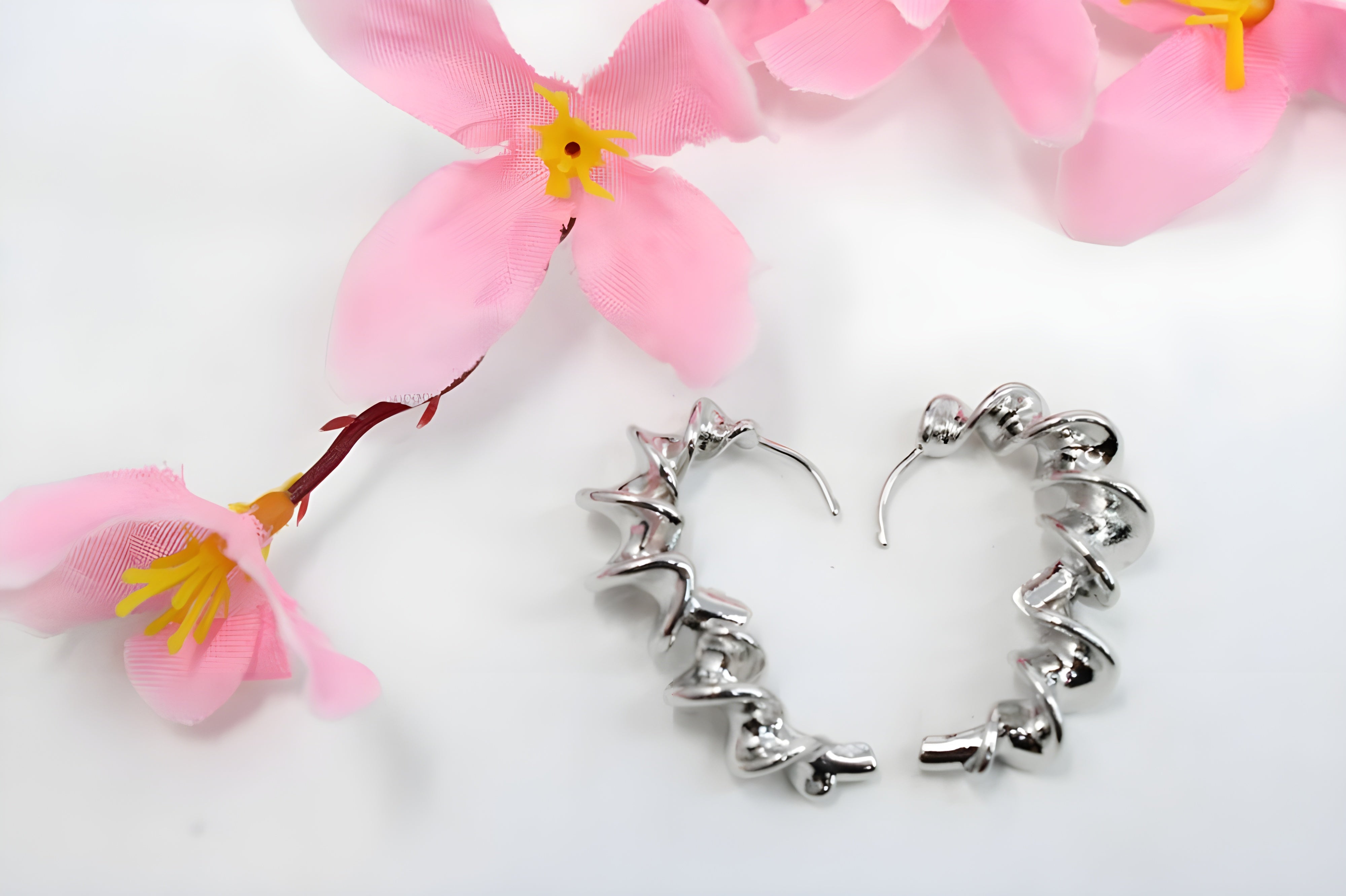 Starburst Silver-Tone Hoop Earrings