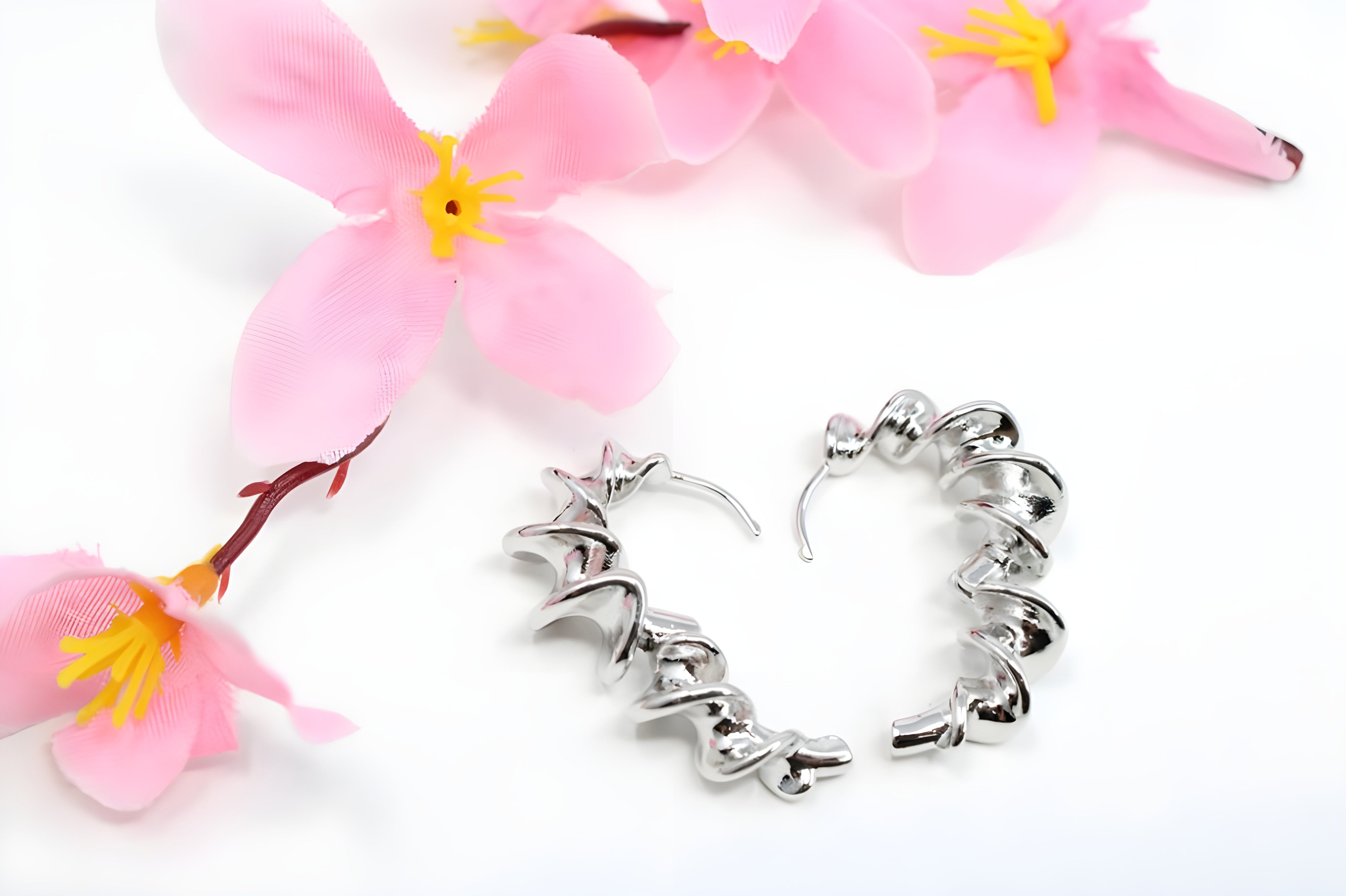 Starburst Silver-Tone Hoop Earrings