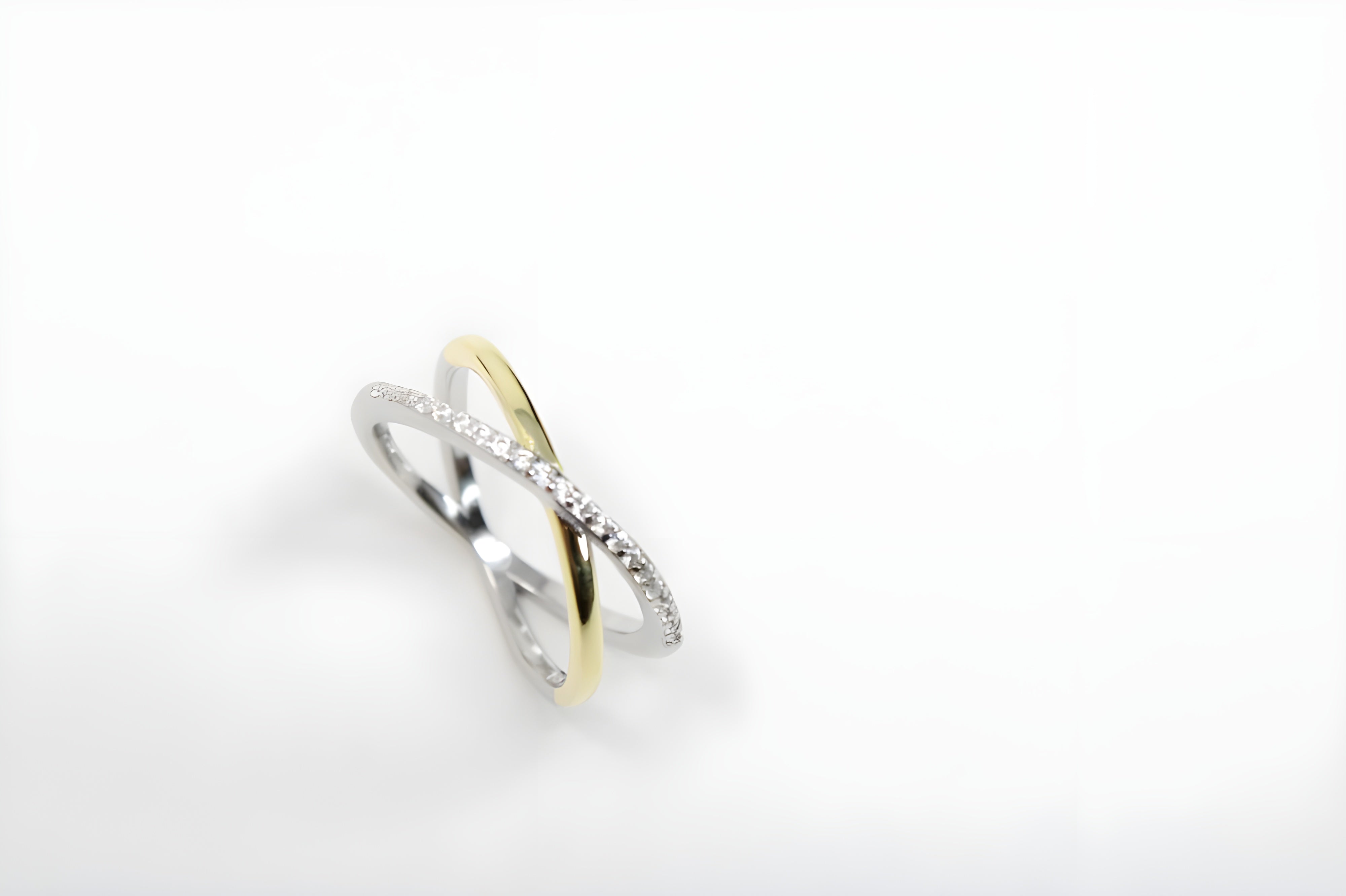 Dual-Tone Infinity Diamond Jewelry Set - Sterling Silver & Gold-Plated Hoop Earrings and Ring with White Diamond Accents