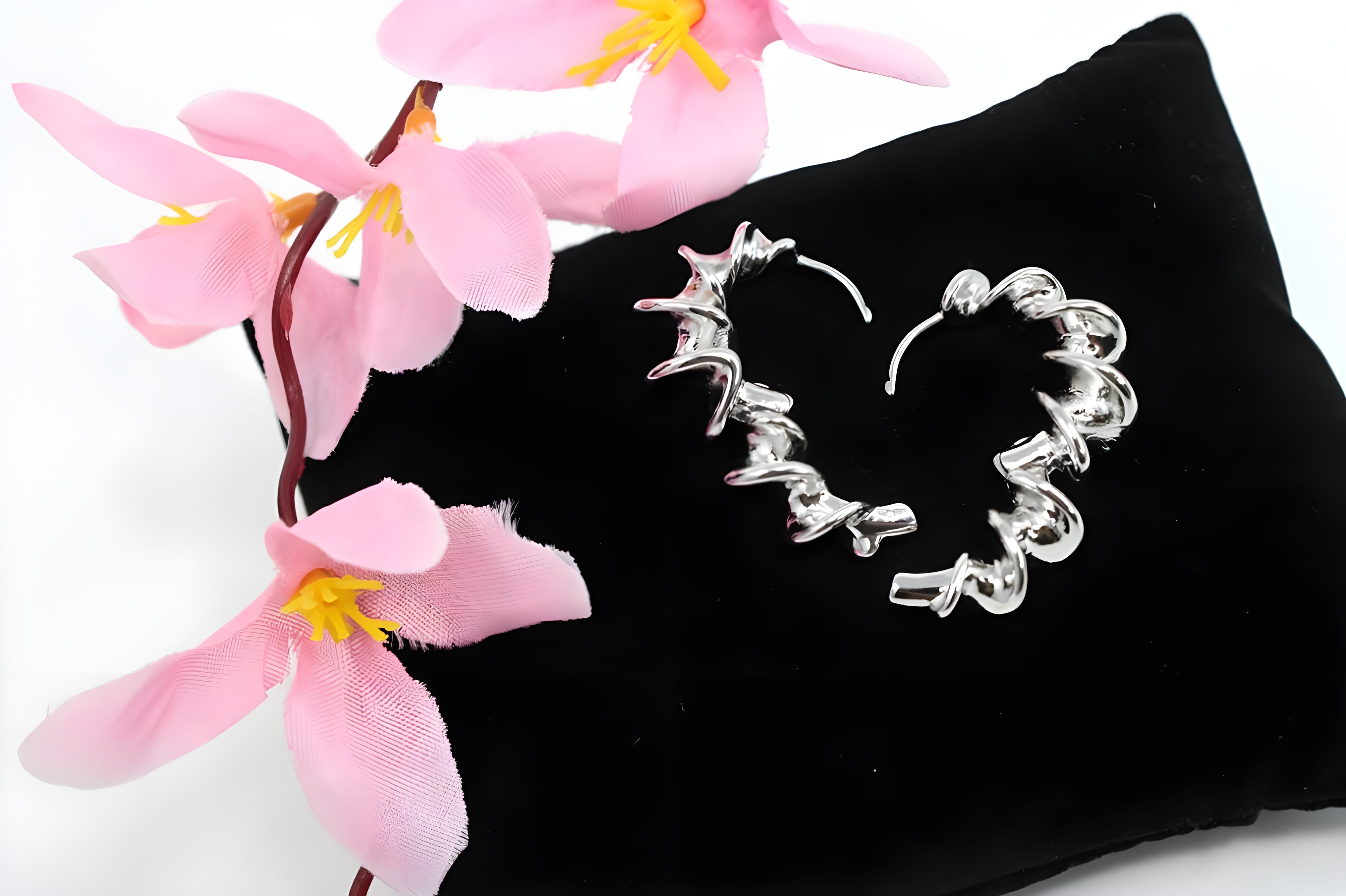 Starburst Silver-Tone Hoop Earrings