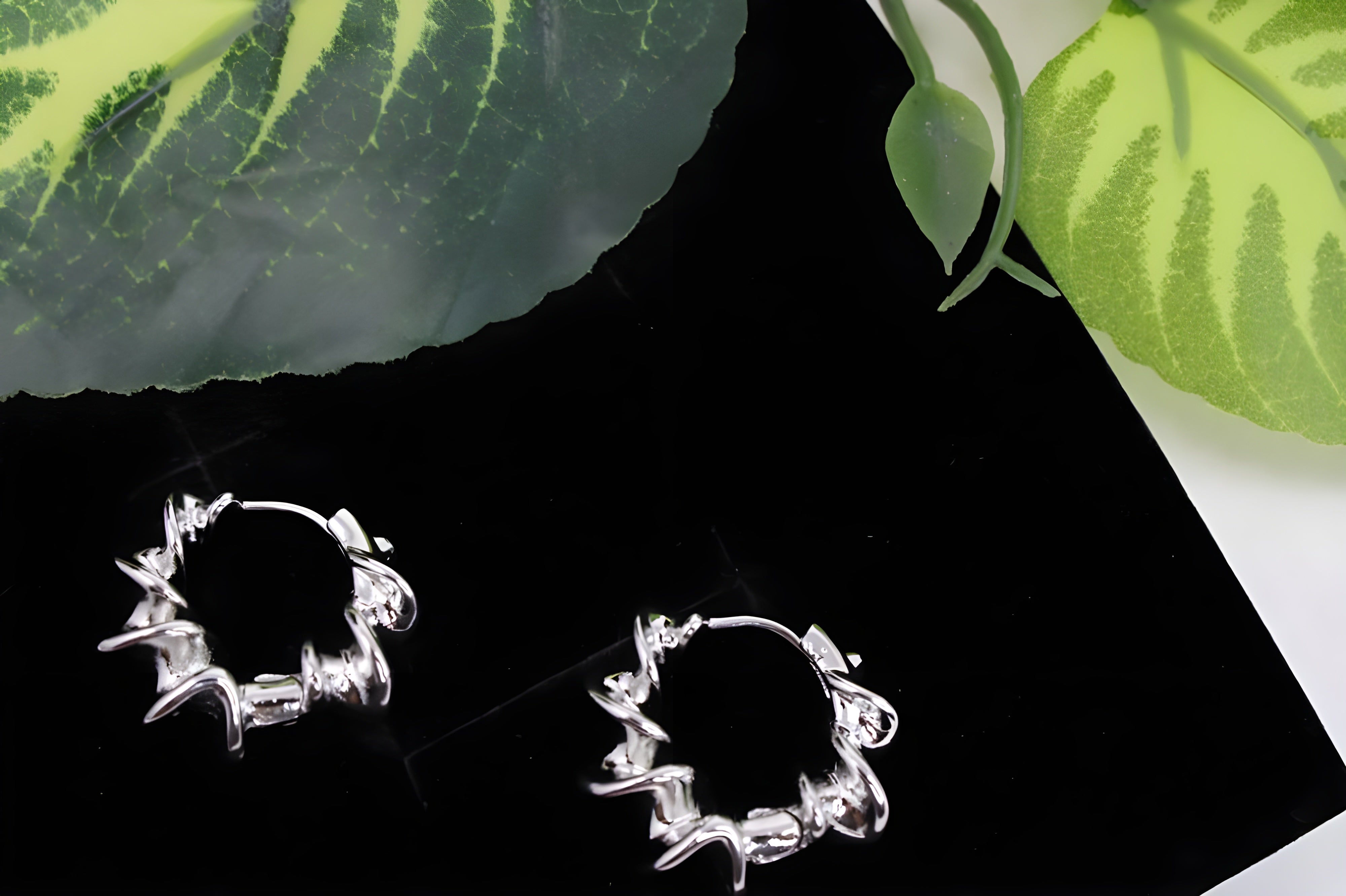 Starburst Silver-Tone Hoop Earrings