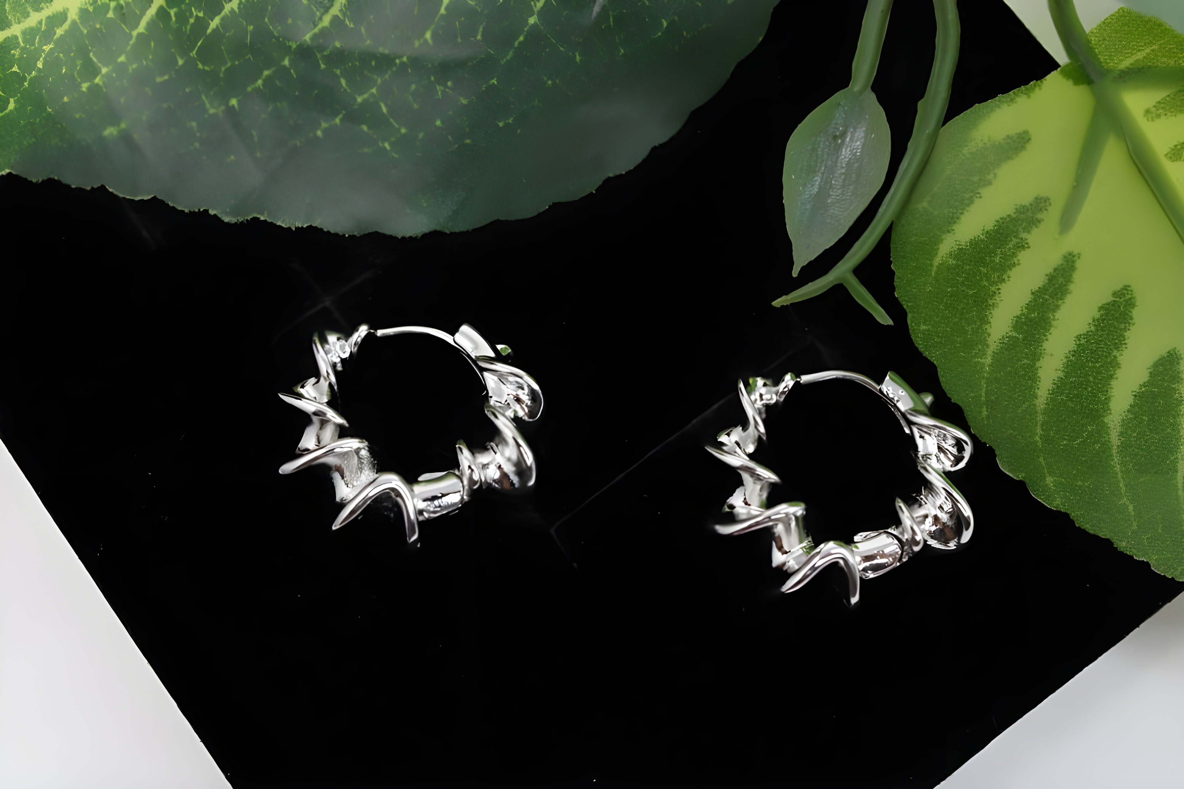 Starburst Silver-Tone Hoop Earrings