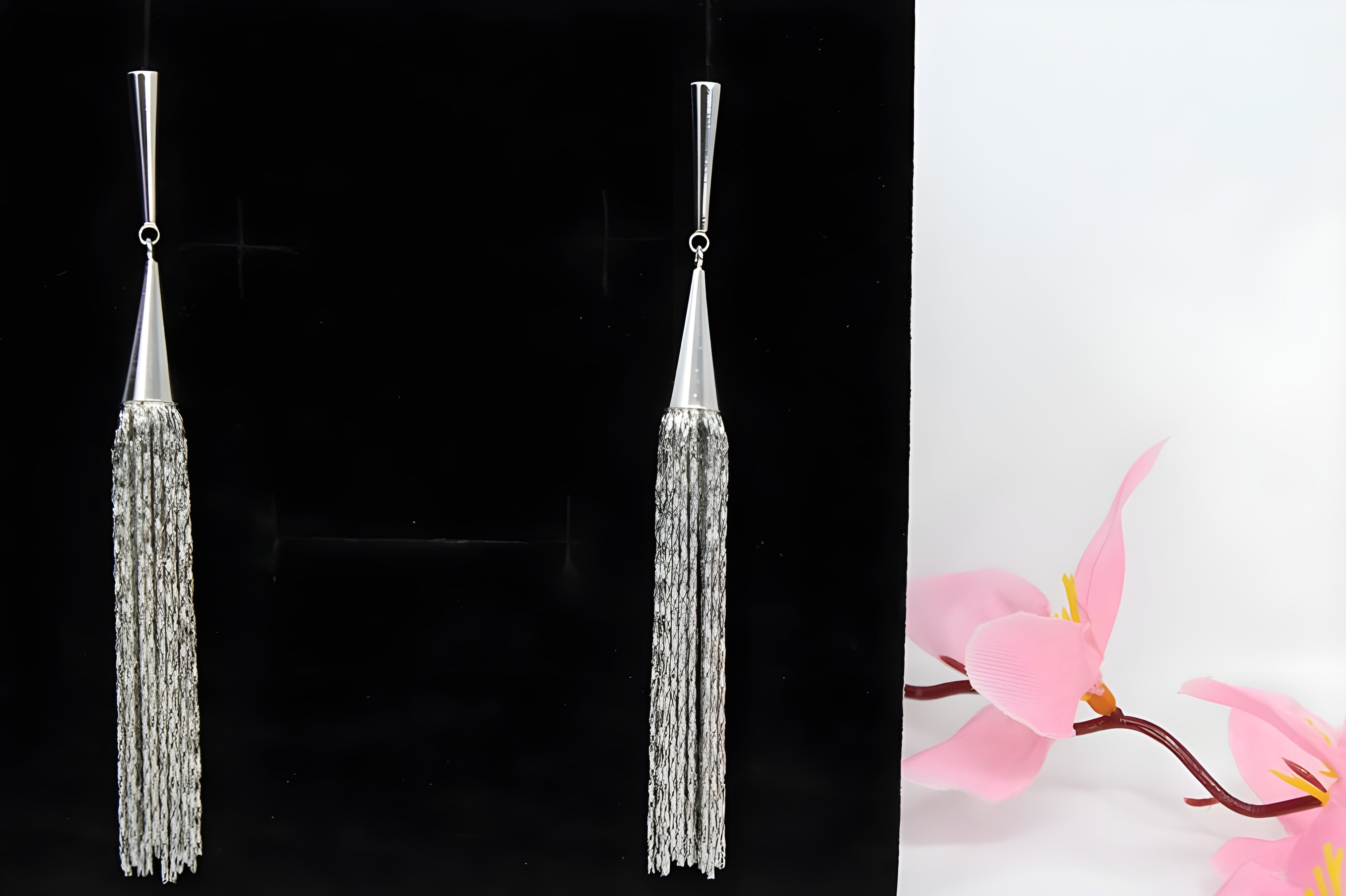 Elegant Silver Tassel Drop Earrings