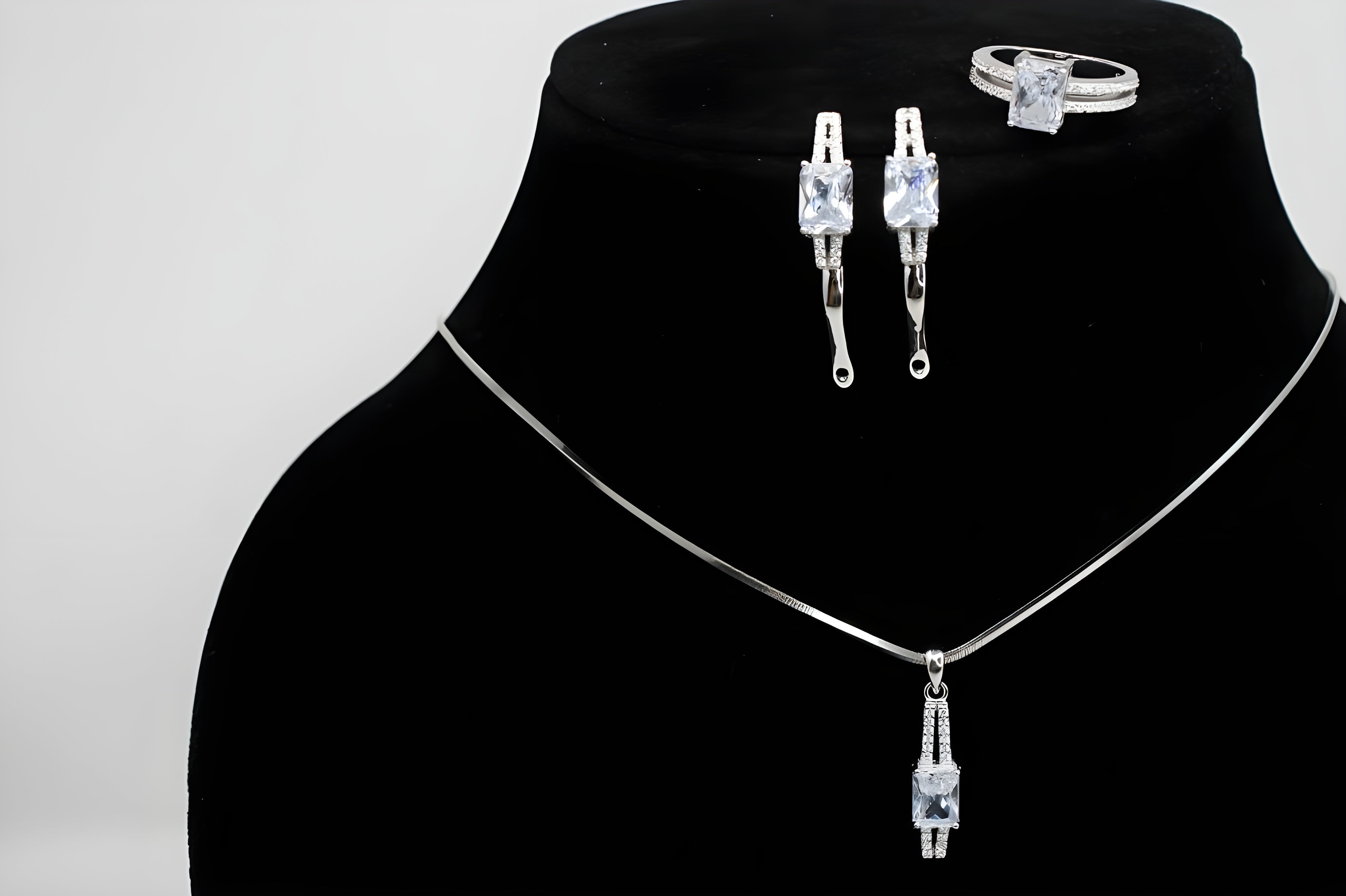 Radiant White Diamond Elegance Jewelry Set