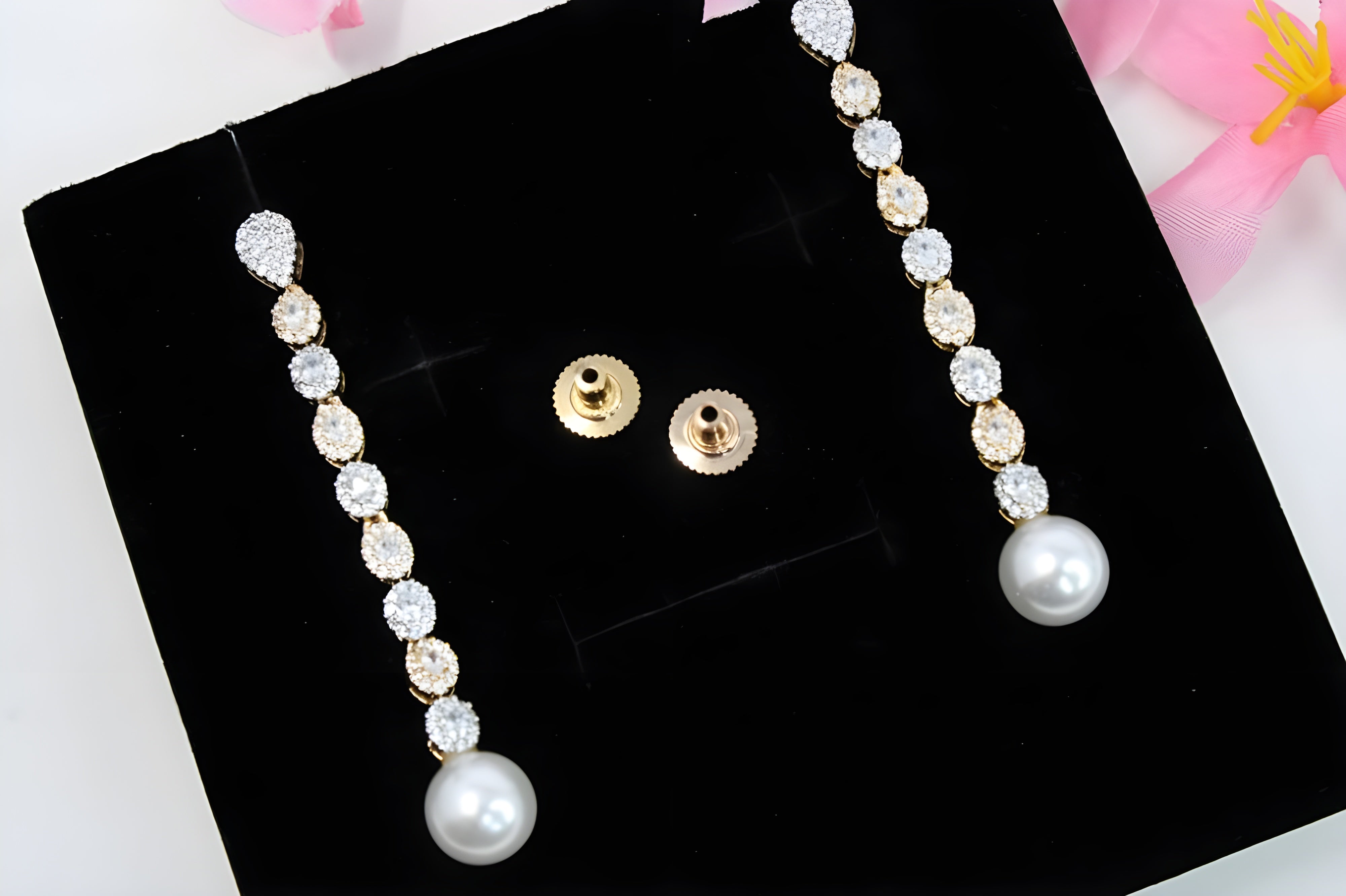 Elegant Crystal and Pearl Drop Earrings