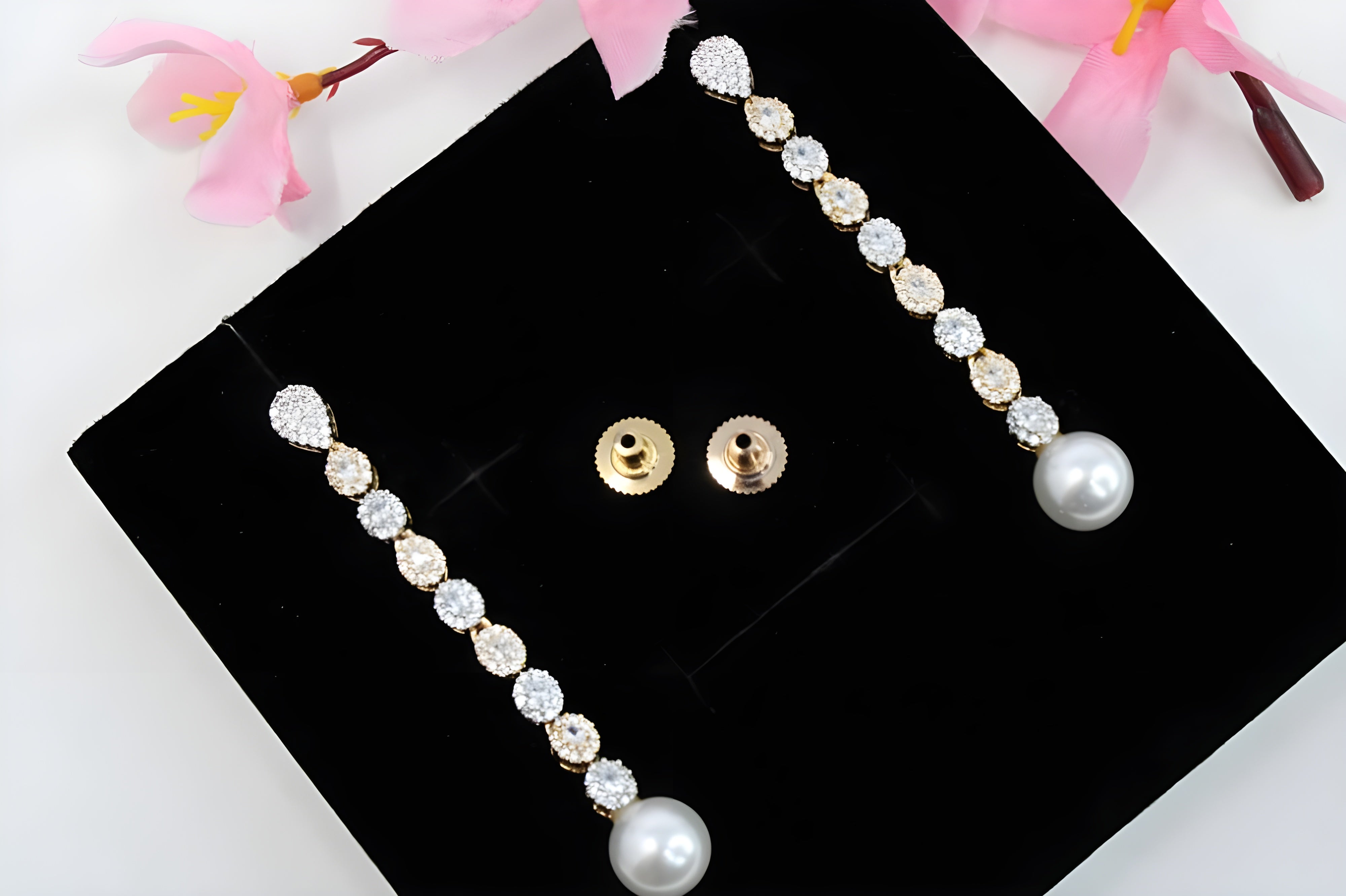 Elegant Crystal and Pearl Drop Earrings