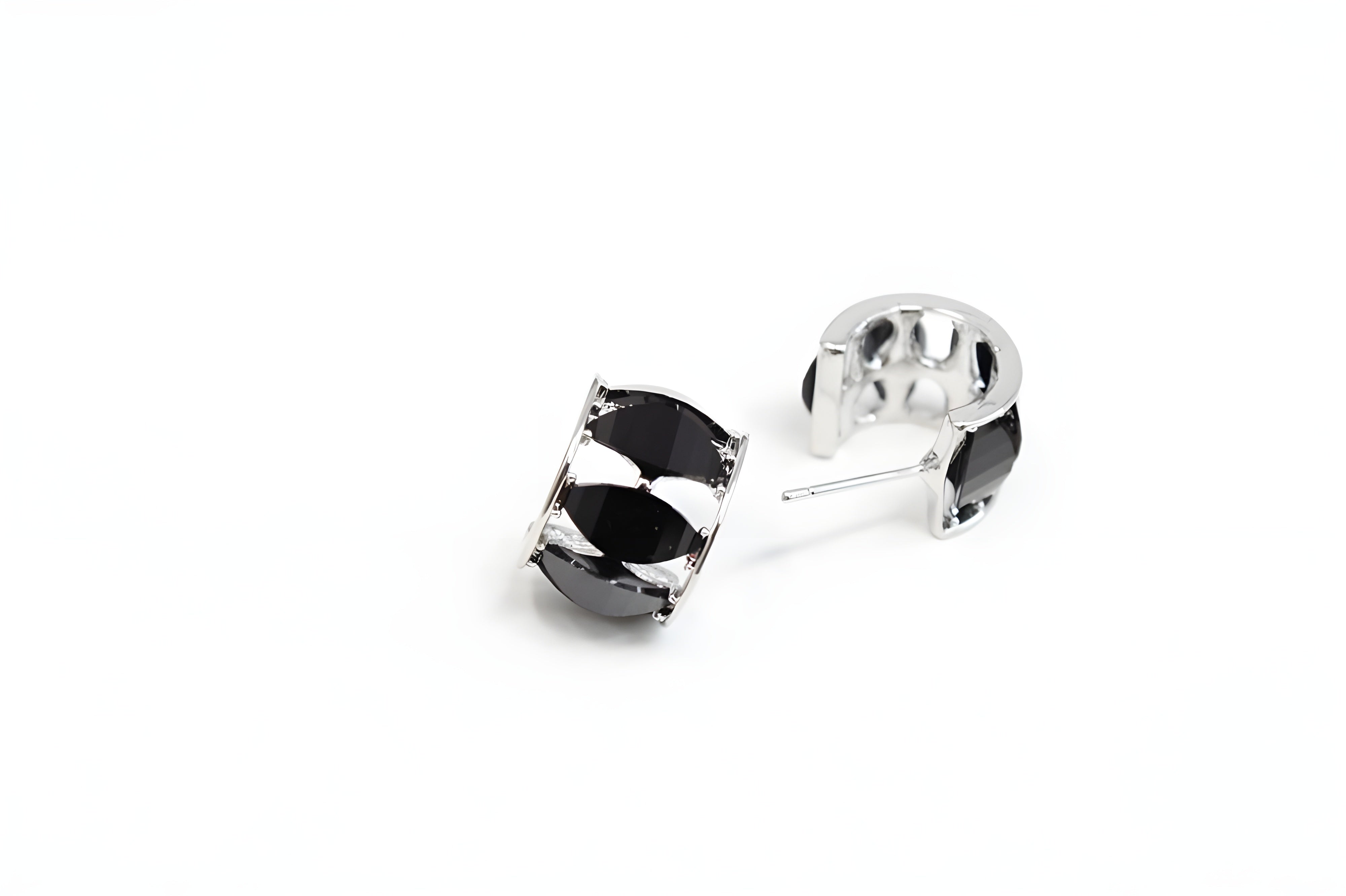 Sparkling Black Cubic Zirconia Studs in Sterling Silver