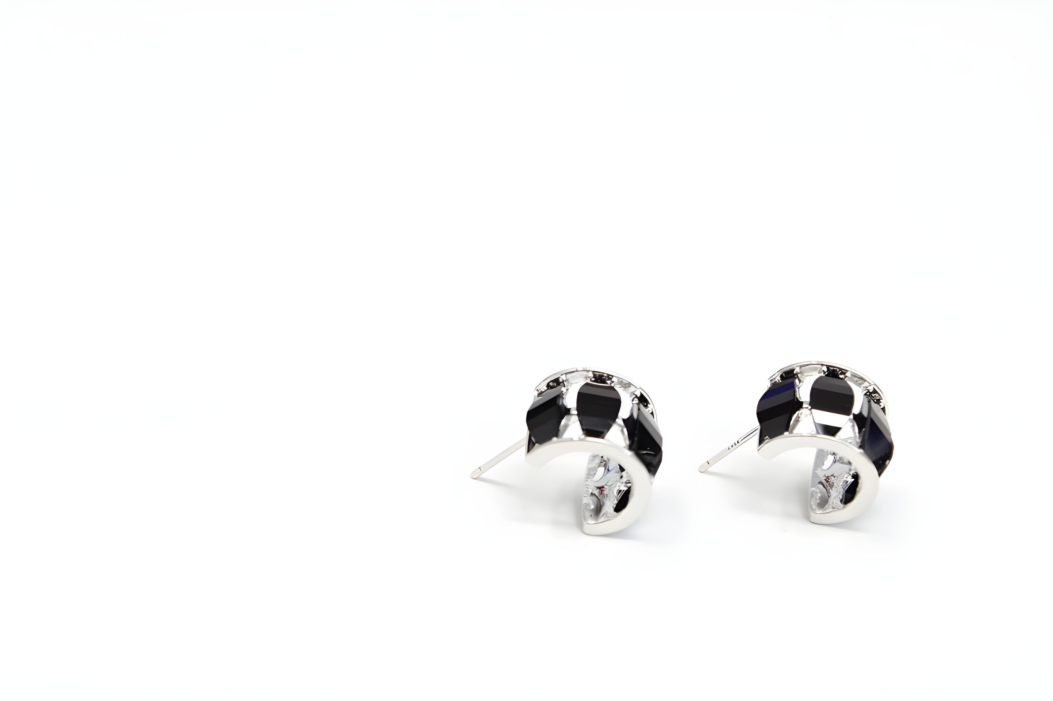 Sparkling Black Cubic Zirconia Studs in Sterling Silver