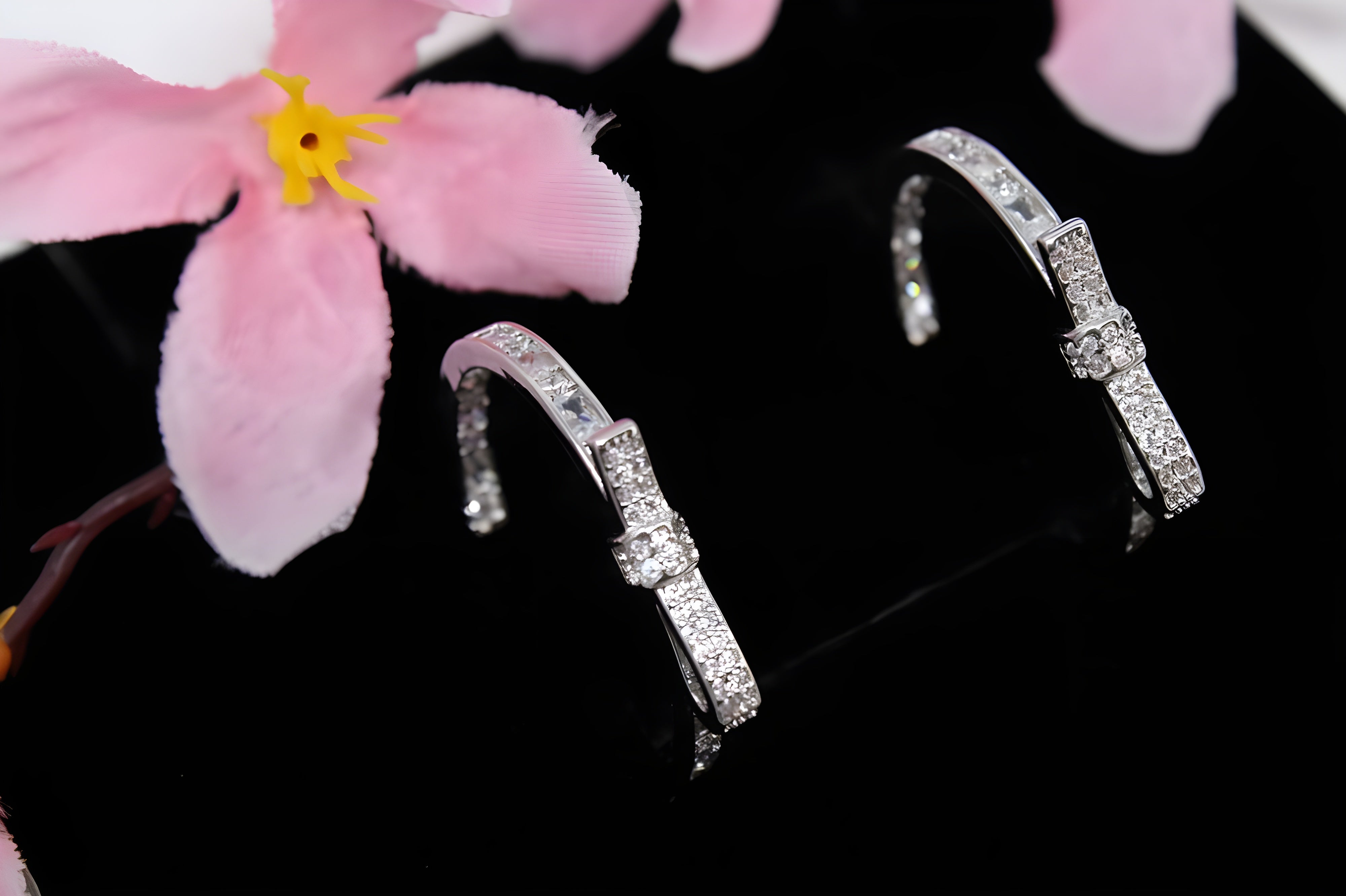 Twinkle Bow Silver Hoop Earrings