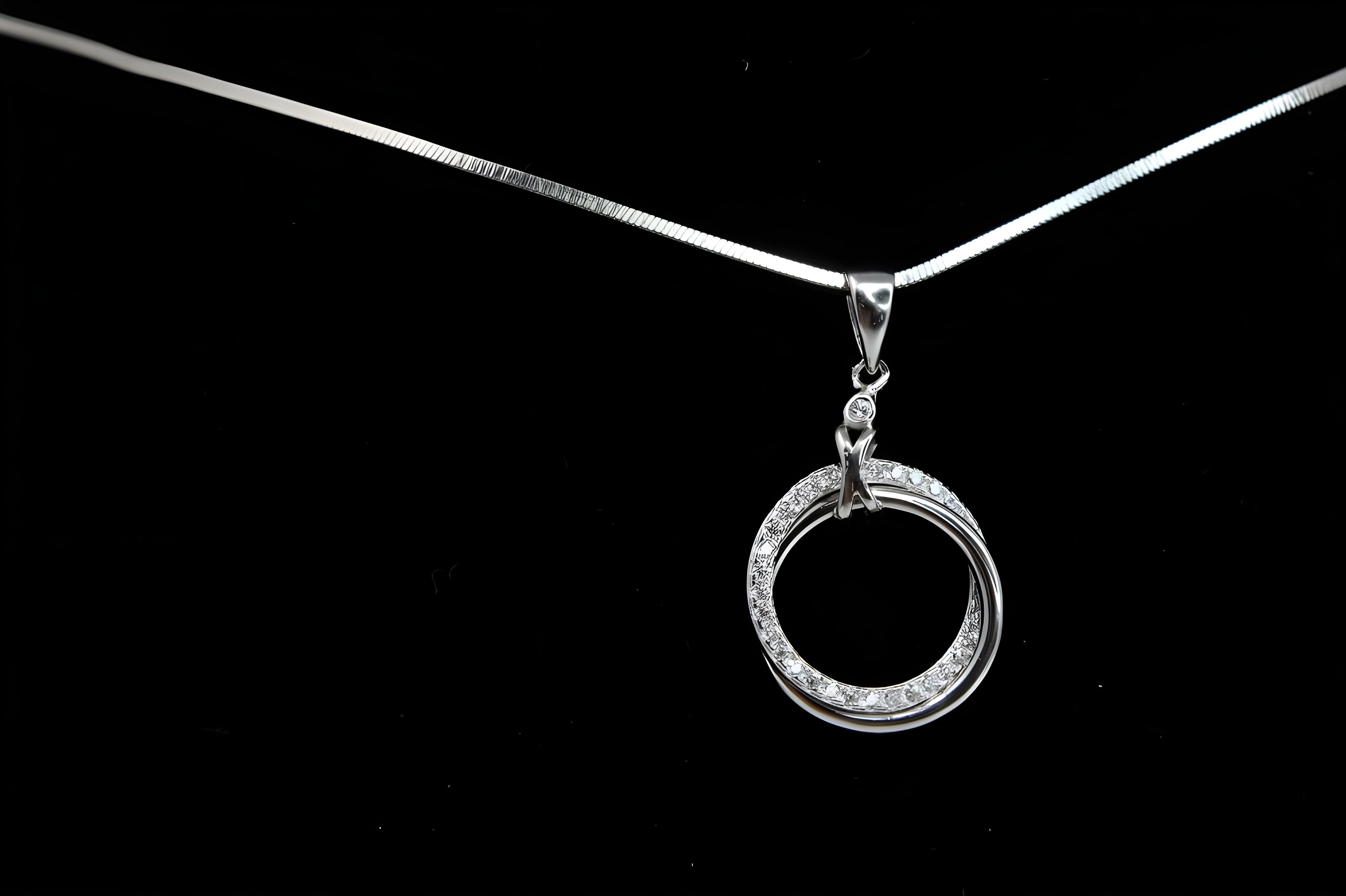 Eternal Circles Diamond Jewelry Set - Sterling Silver Ring, Pendant & Drop Earrings with Interlocking Circle Design and Sparkling White Diamonds