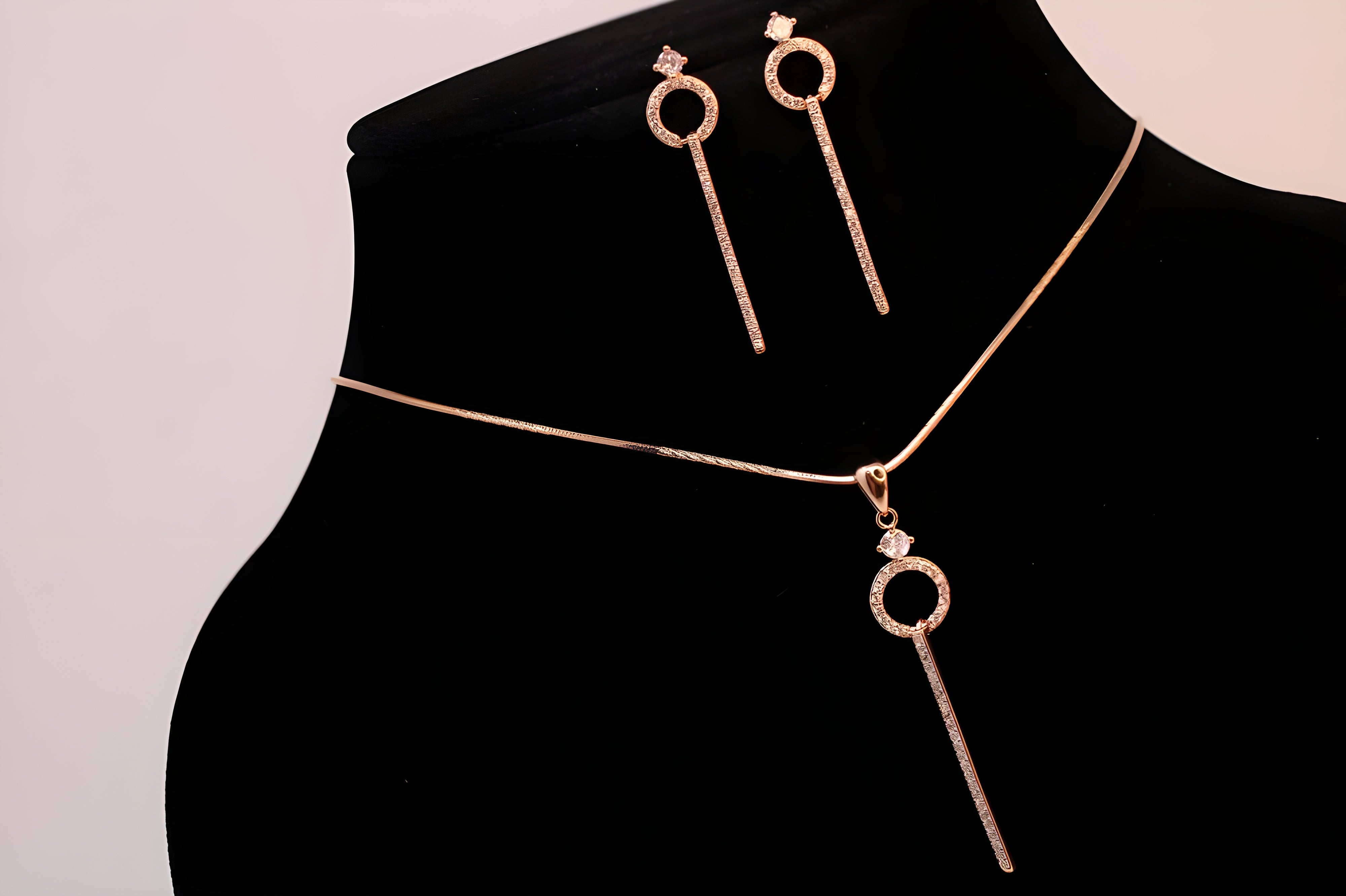 Rose Gold-Plated Sterling Silver  Pendent Set