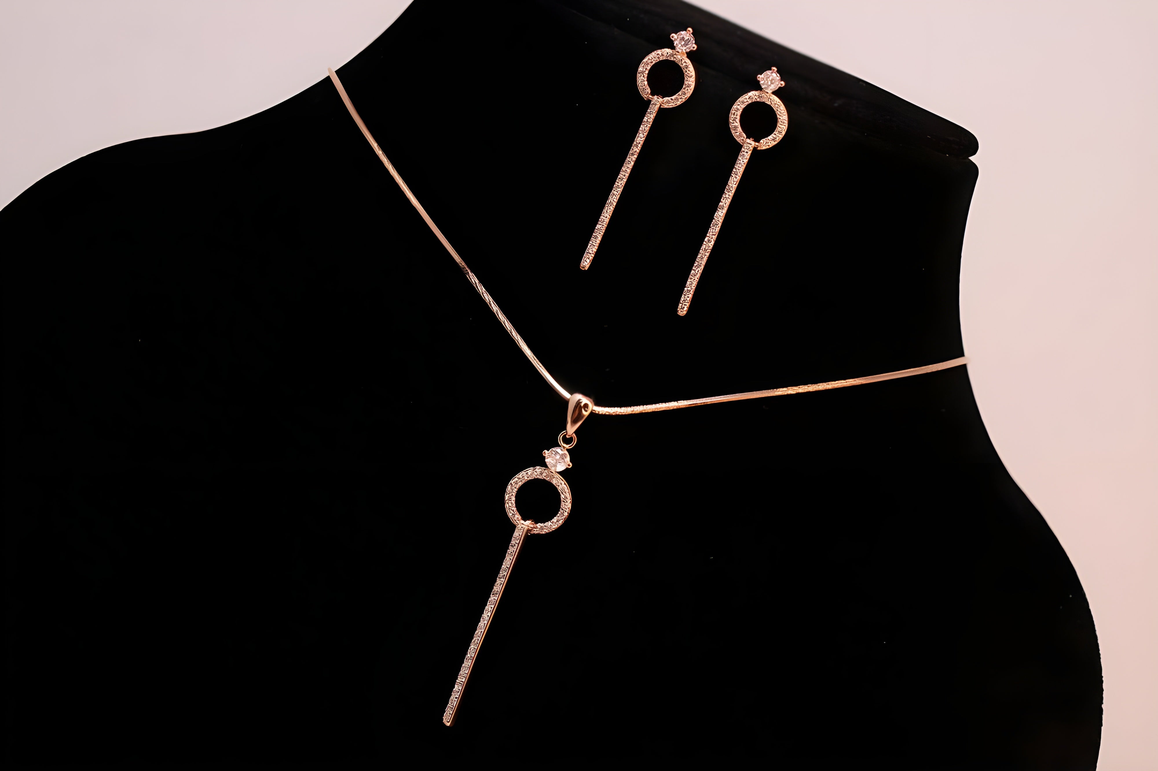 Rose Gold-Plated Sterling Silver  Pendent Set