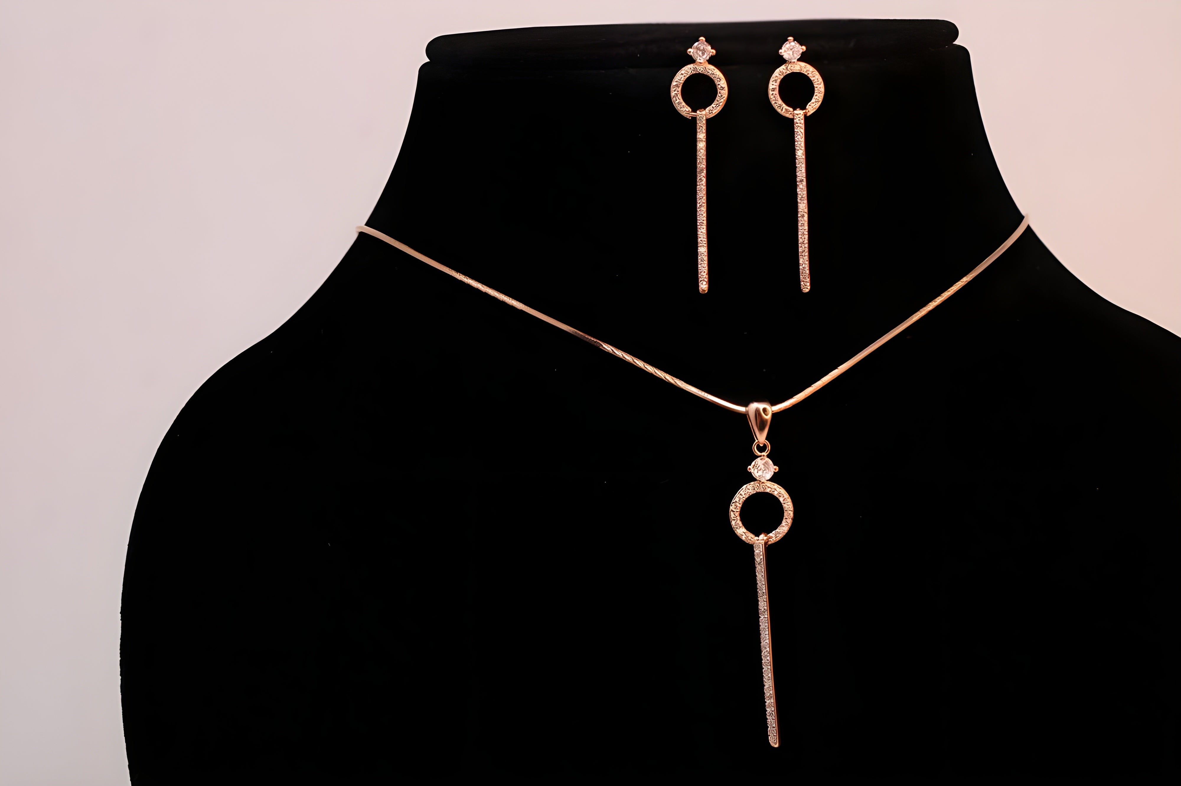 Rose Gold-Plated Sterling Silver  Pendent Set