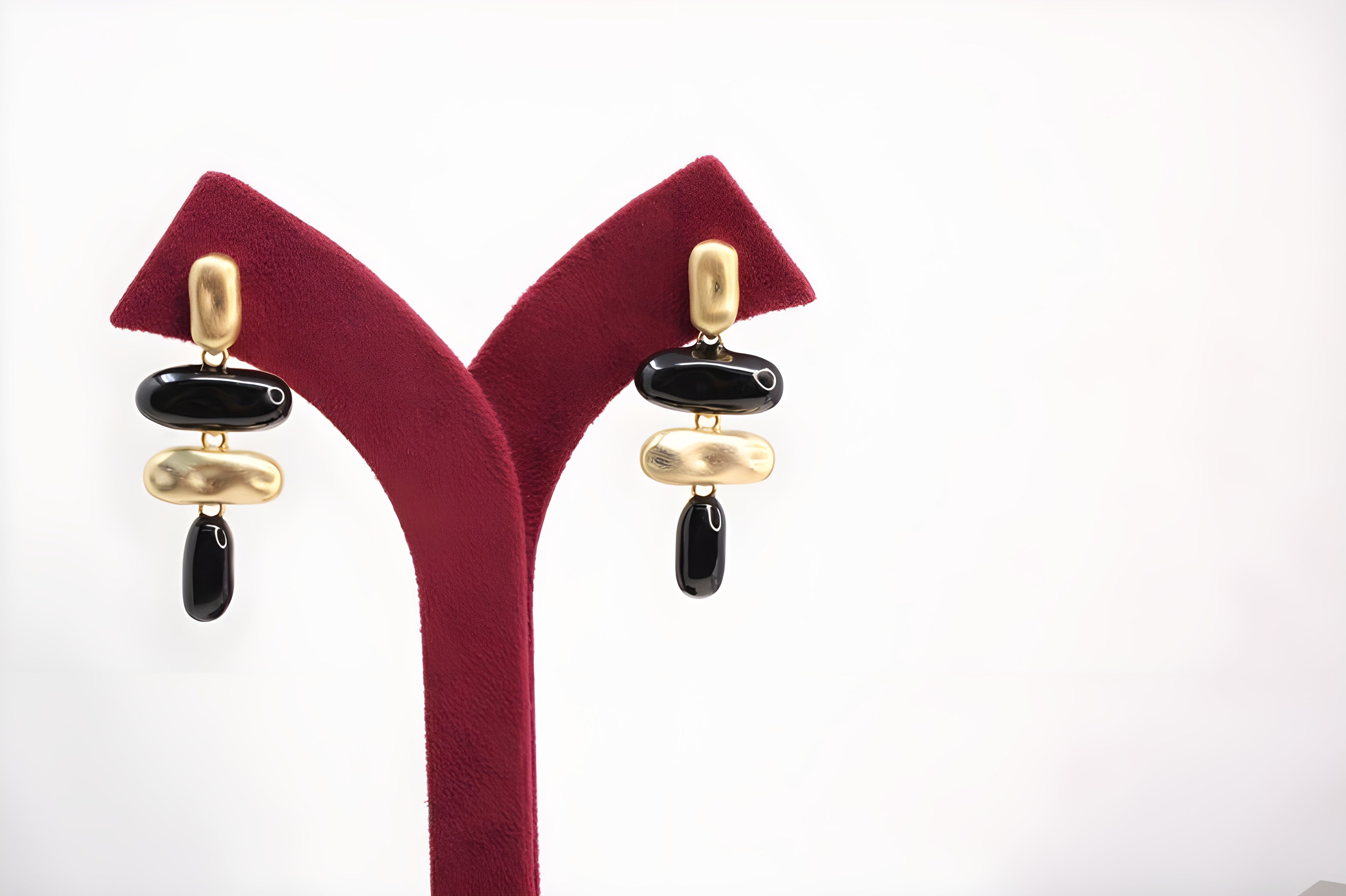 Black and Gold Marble Drop Earrings