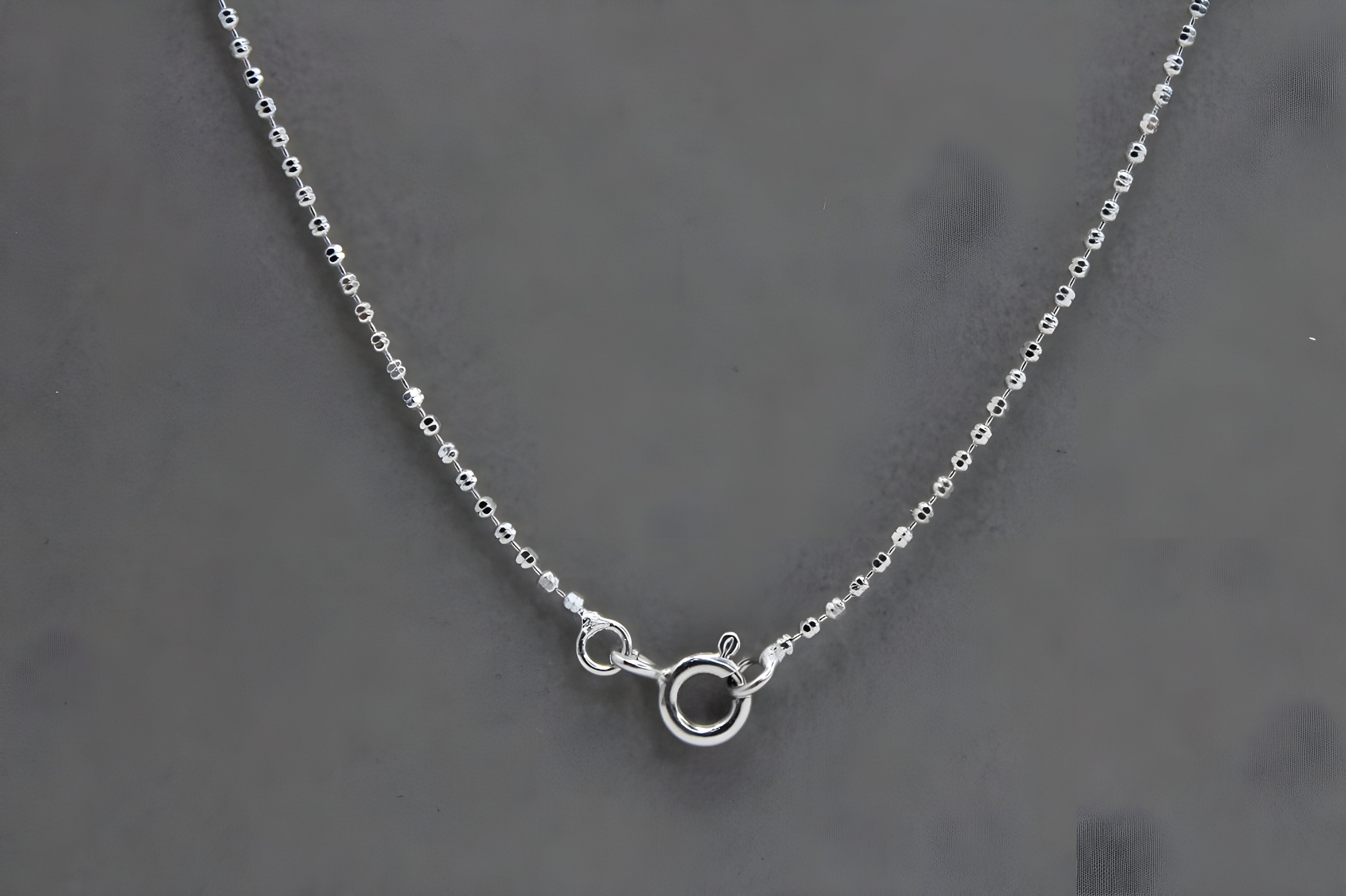 Radiant Sterling Silver Beaded Ball Chain - Modern Elegance in Classic Design