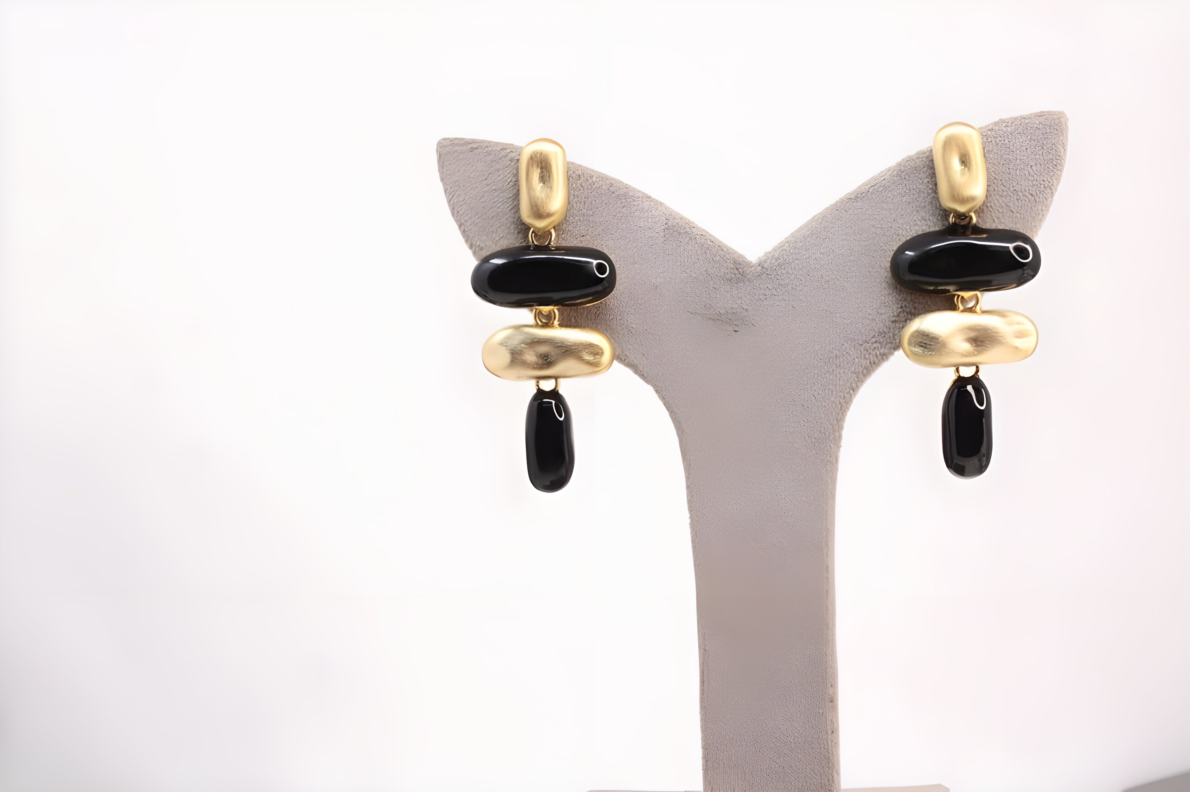 Black and Gold Marble Drop Earrings