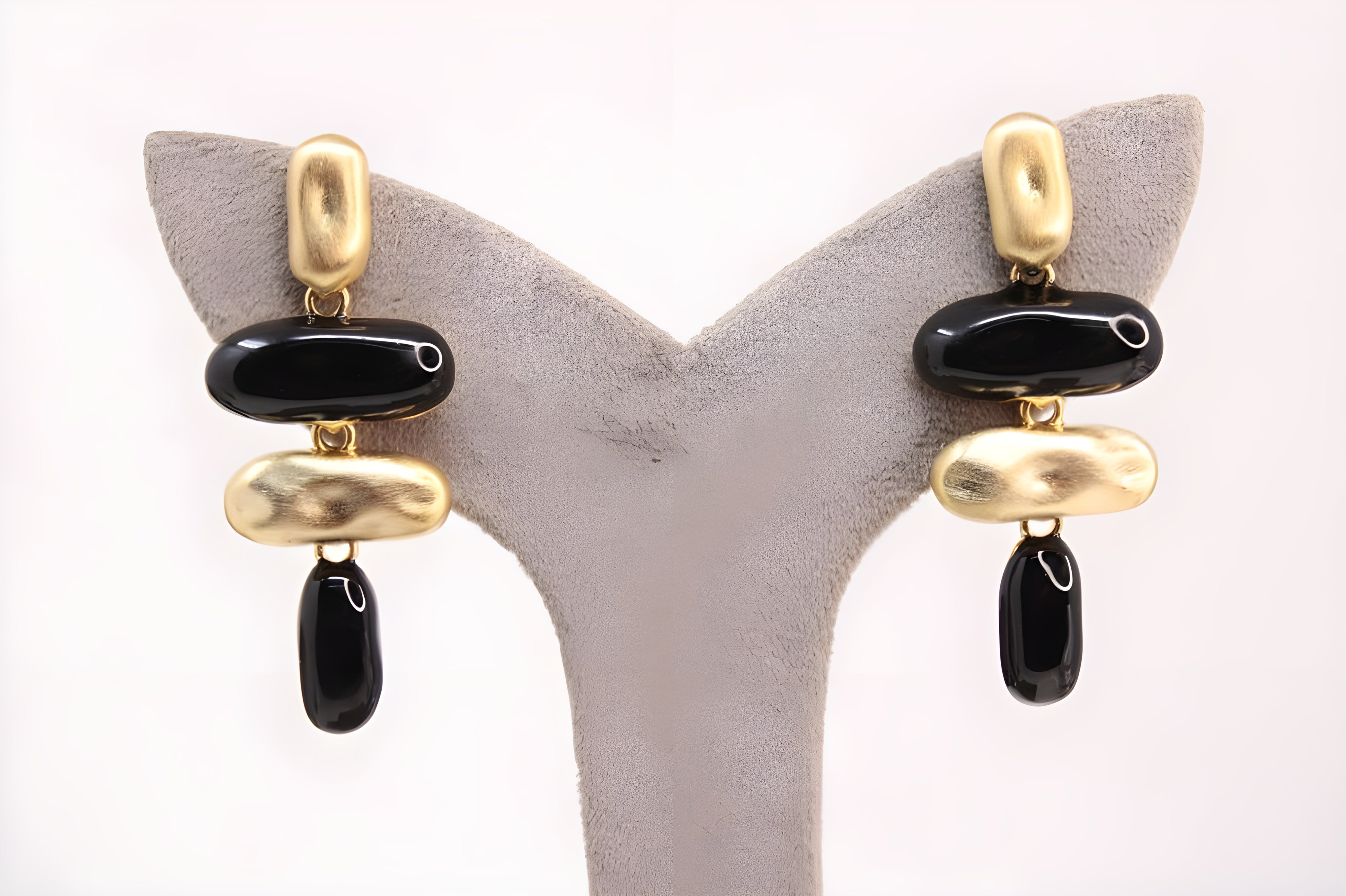 Black and Gold Marble Drop Earrings