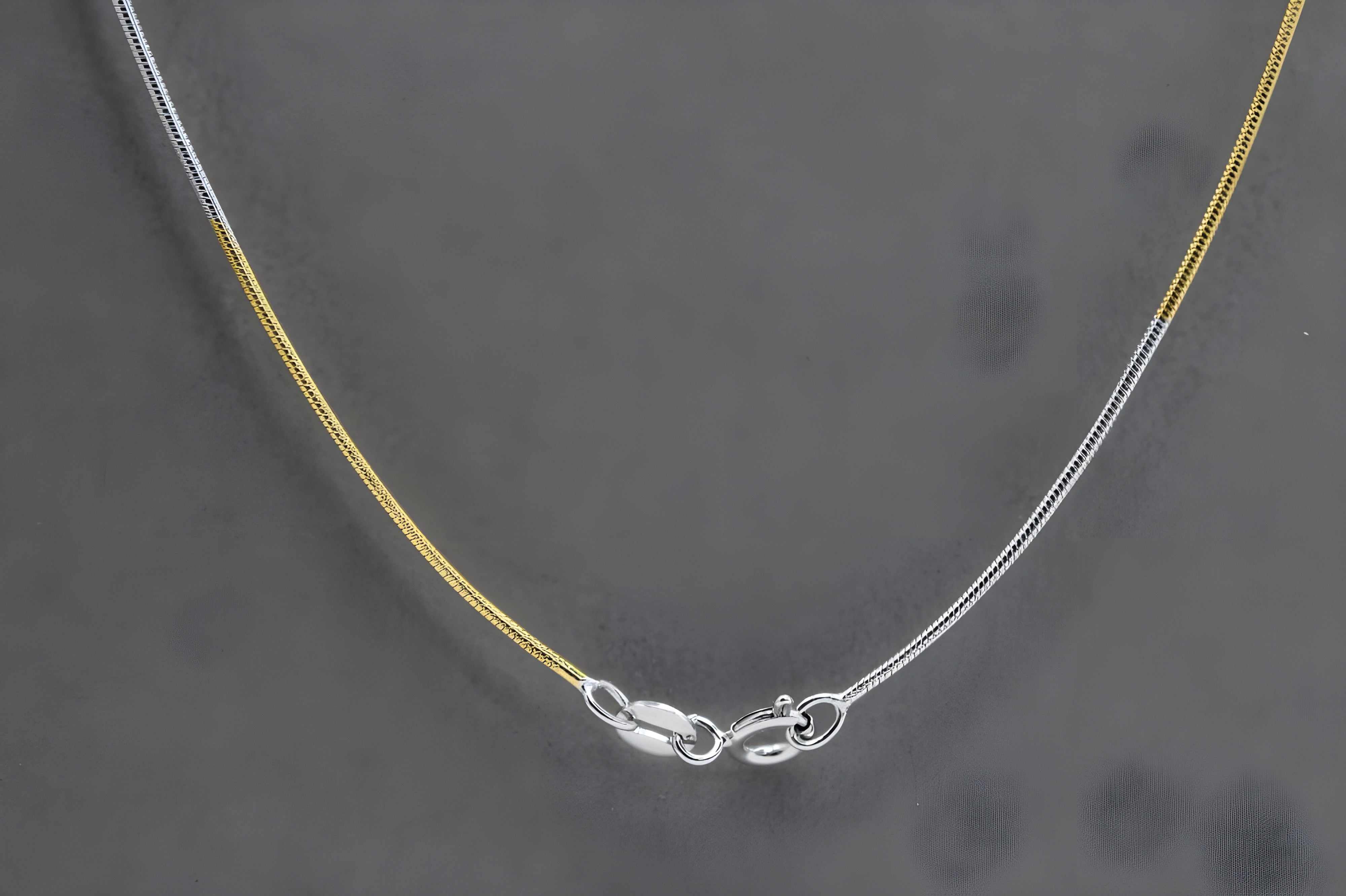 Elegant Dual-Tone Round Snake Chain - Sterling Silver & Gold Luxury