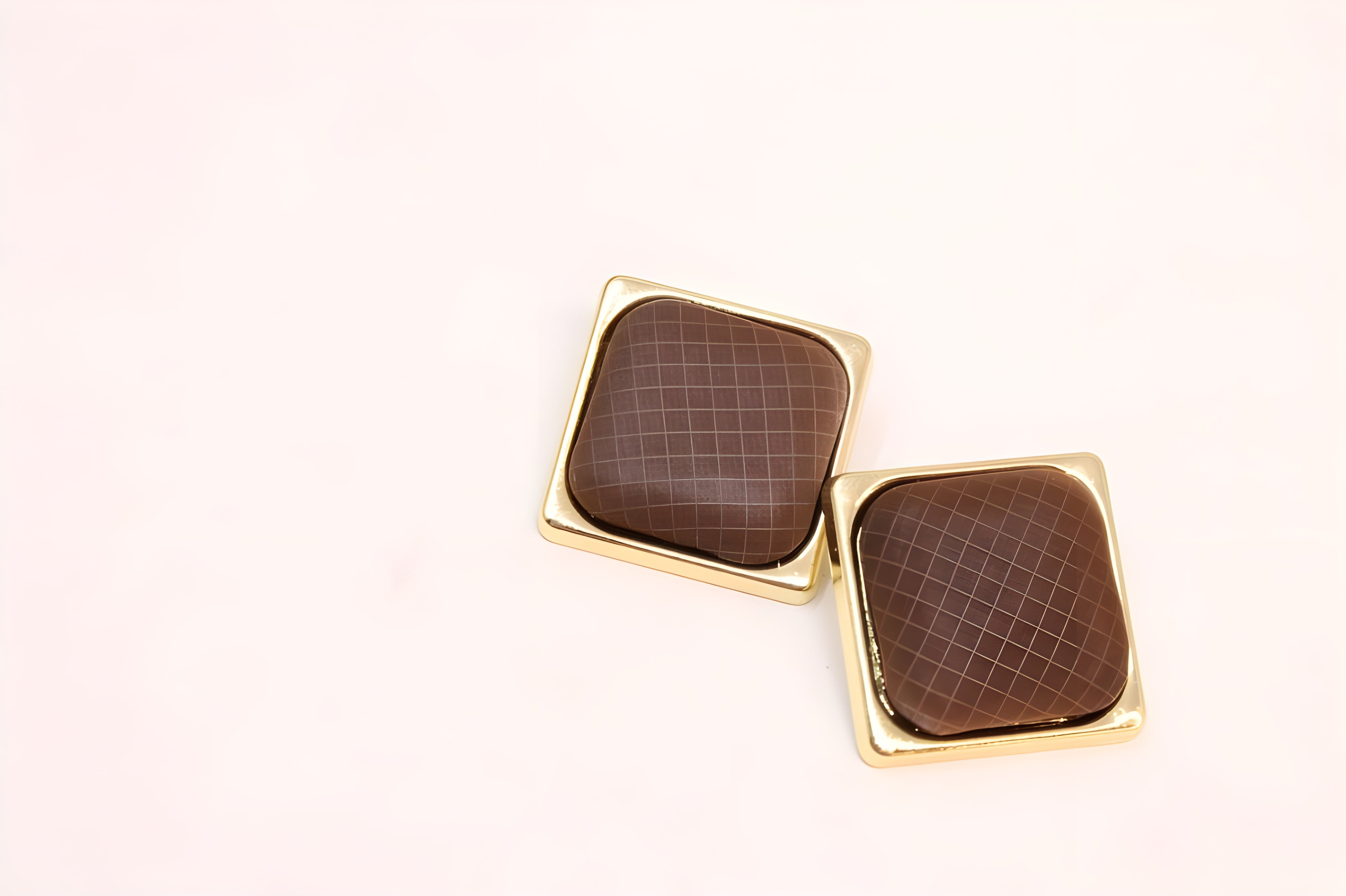 Brown Square Stud Earrings with Gold Frame