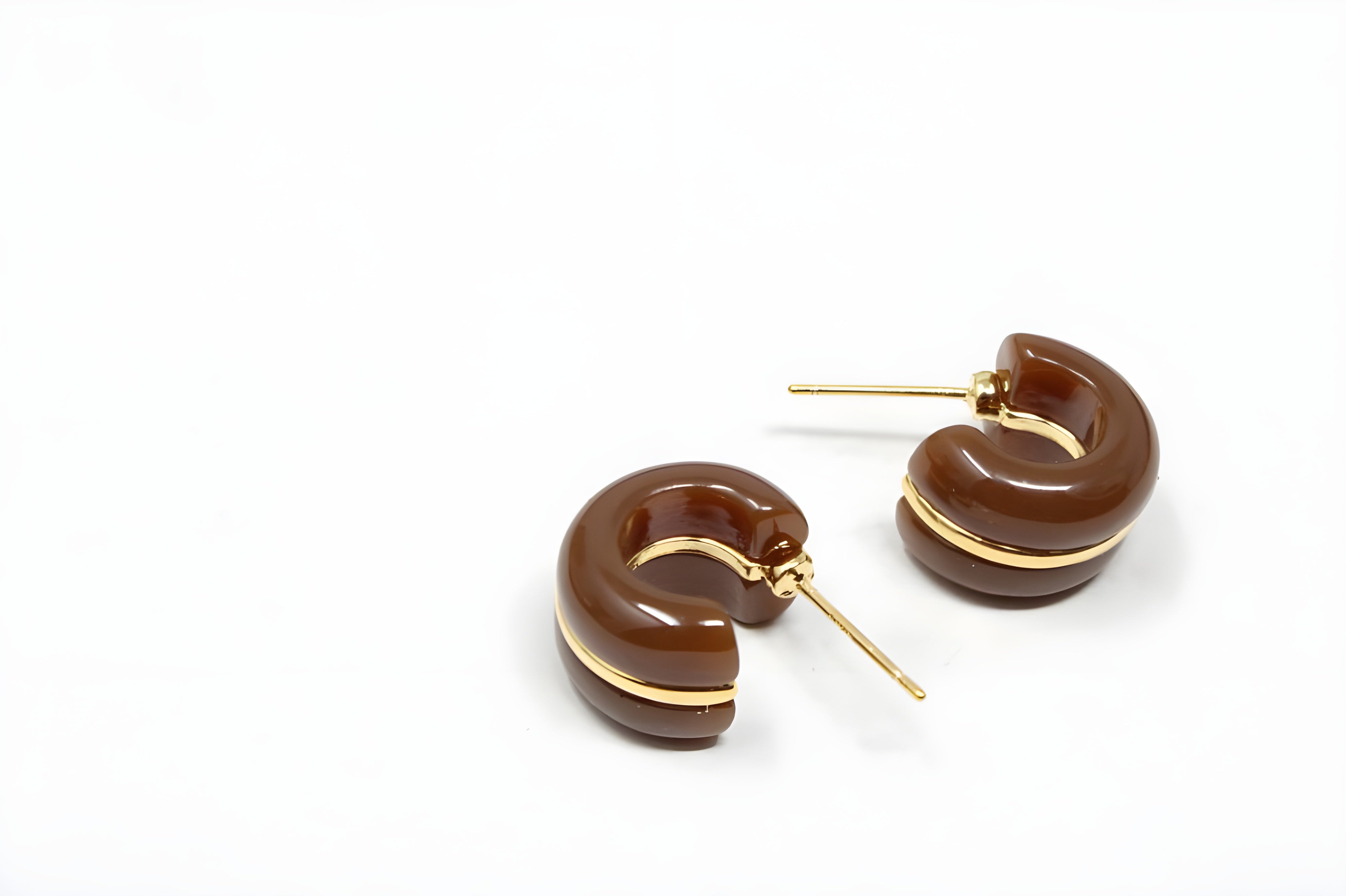 Brown Tortoise Shell Hoop Earrings