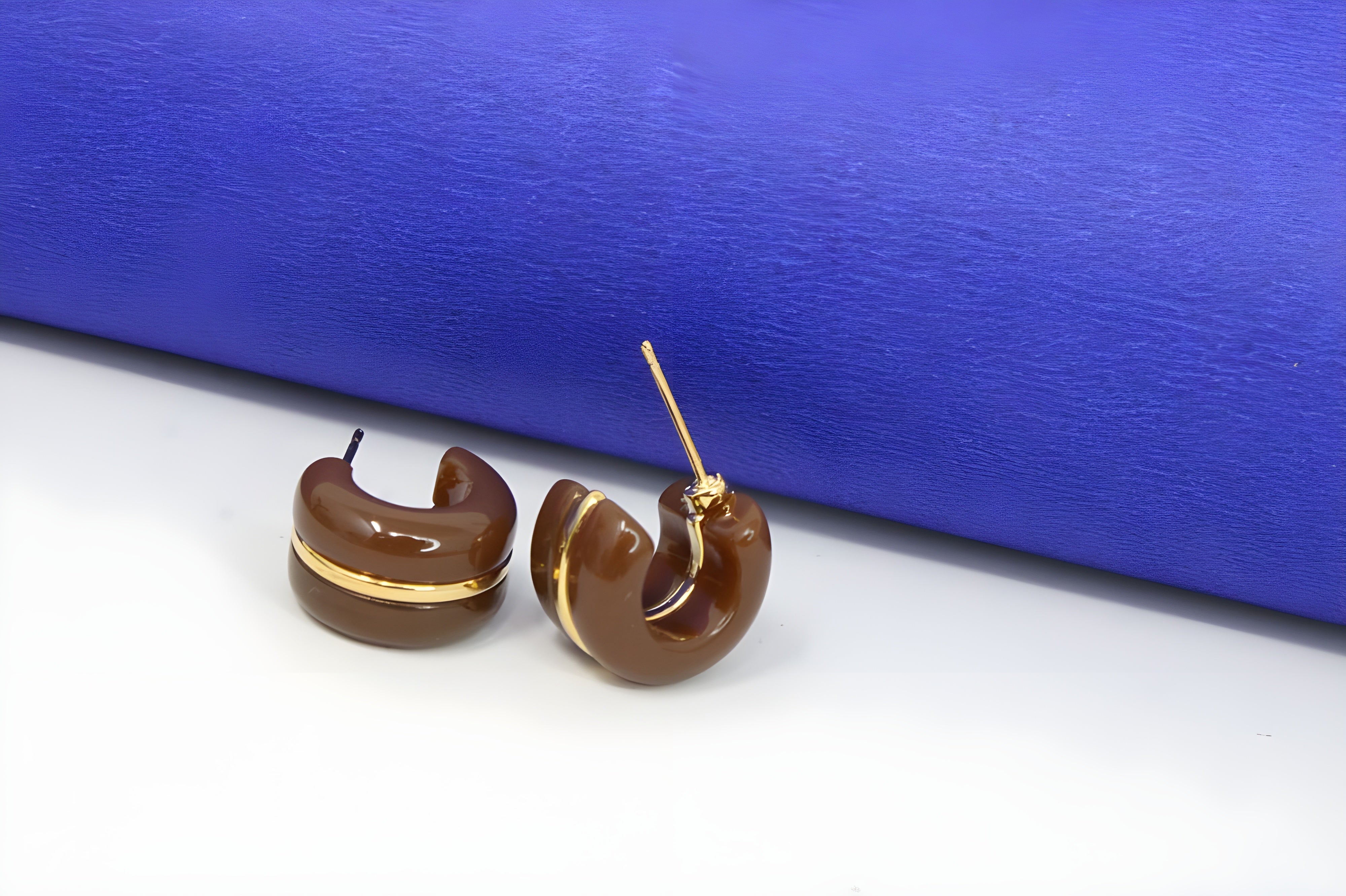 Brown Tortoise Shell Hoop Earrings