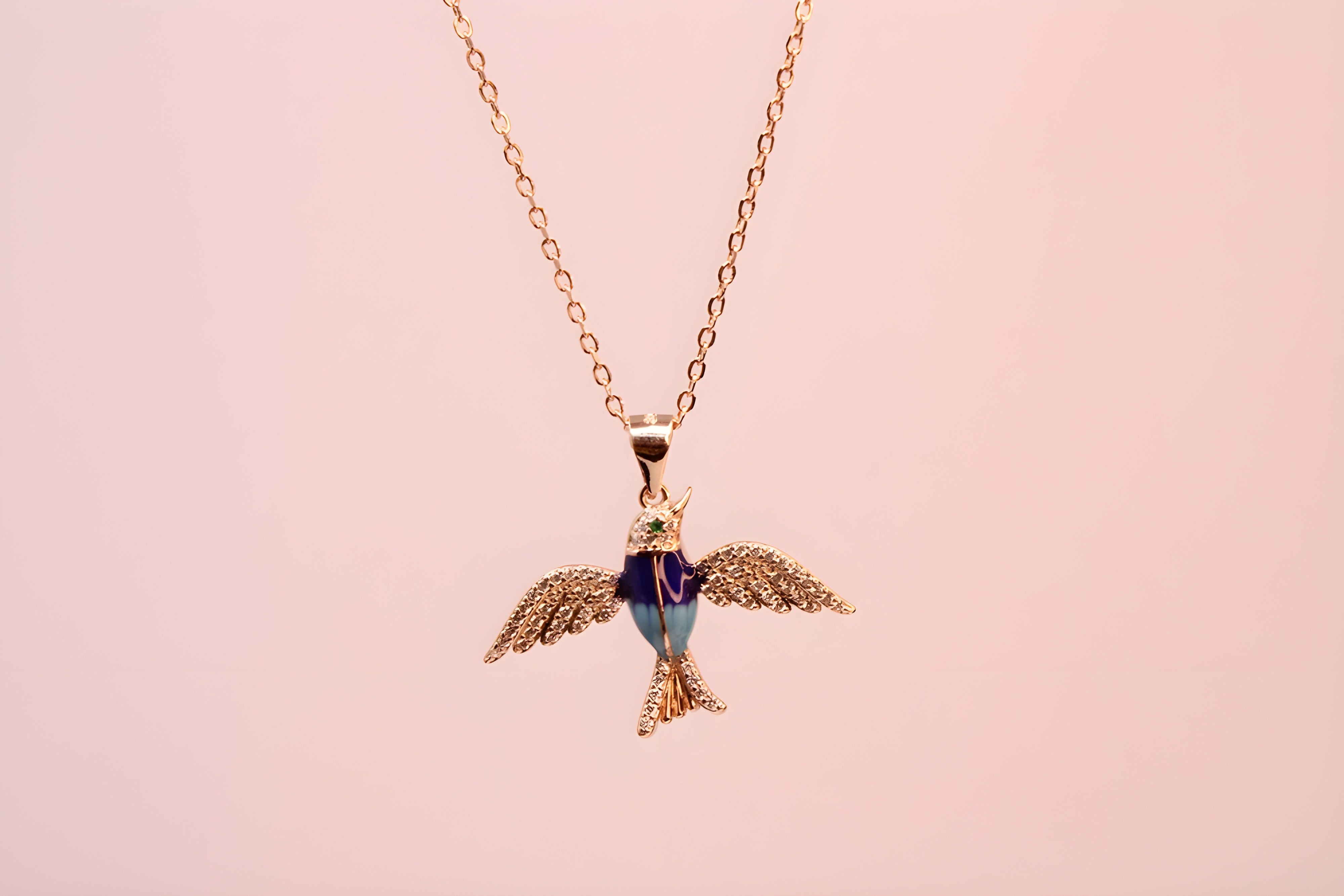 Copper-Gold Color Bird Pendant with VeeLux Premium Crystals