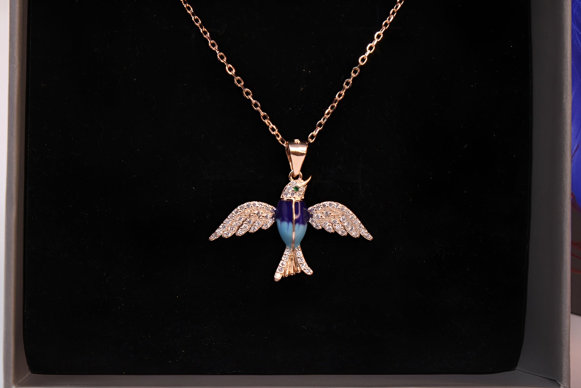 Copper-Gold Color Bird Pendant with VeeLux Premium Crystals