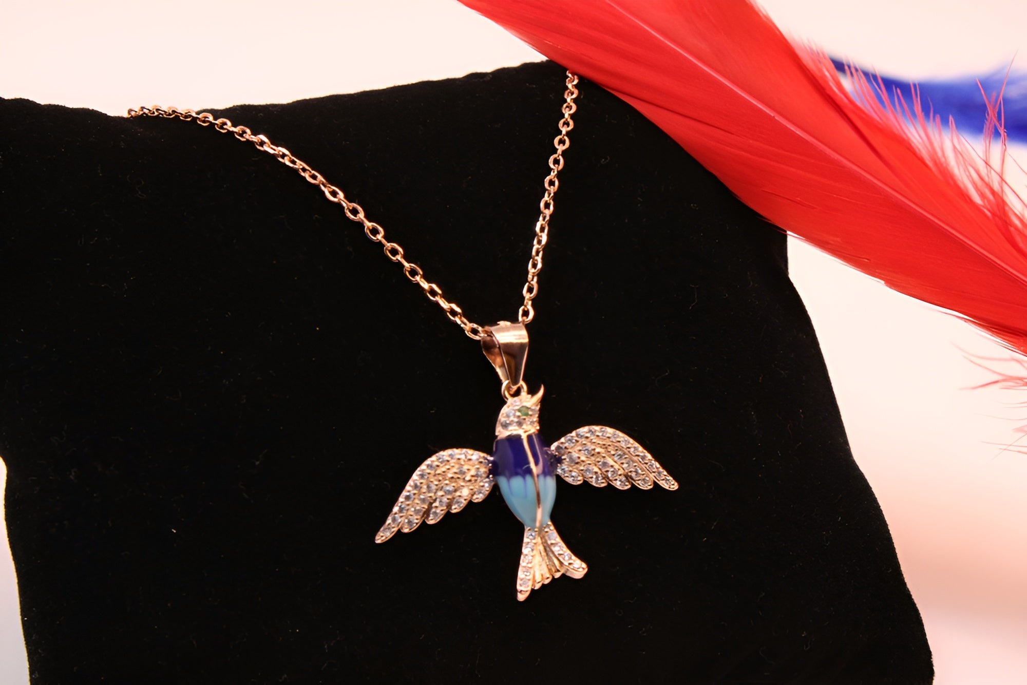 Copper-Gold Color Bird Pendant with VeeLux Premium Crystals