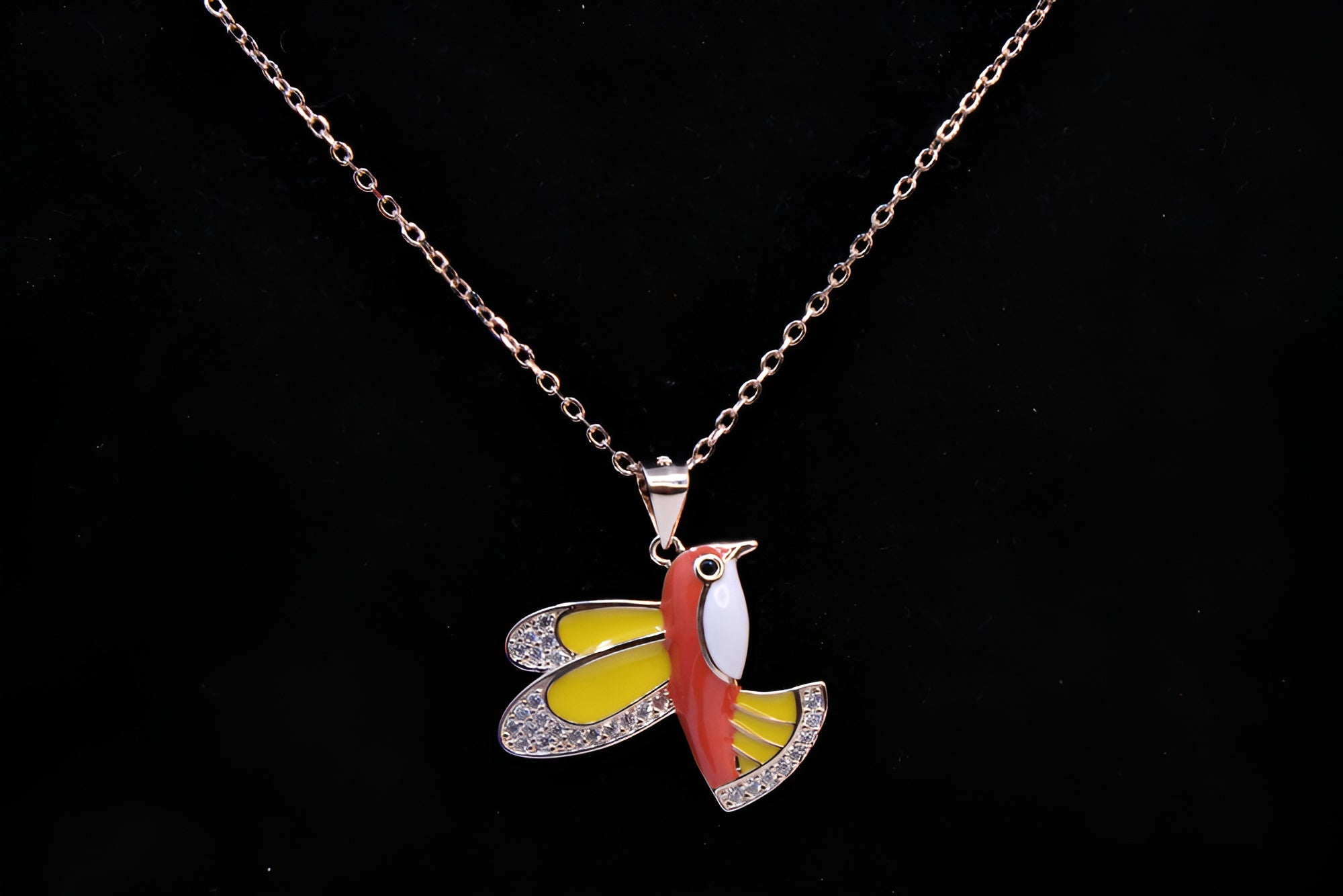 Sterling Silver with Copper-Gold Color Red Bird Pendant