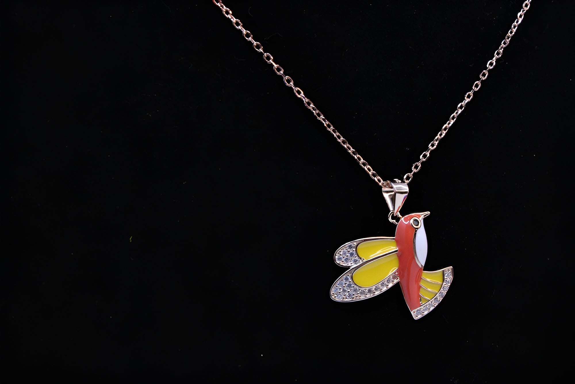 Sterling Silver with Copper-Gold Color Red Bird Pendant