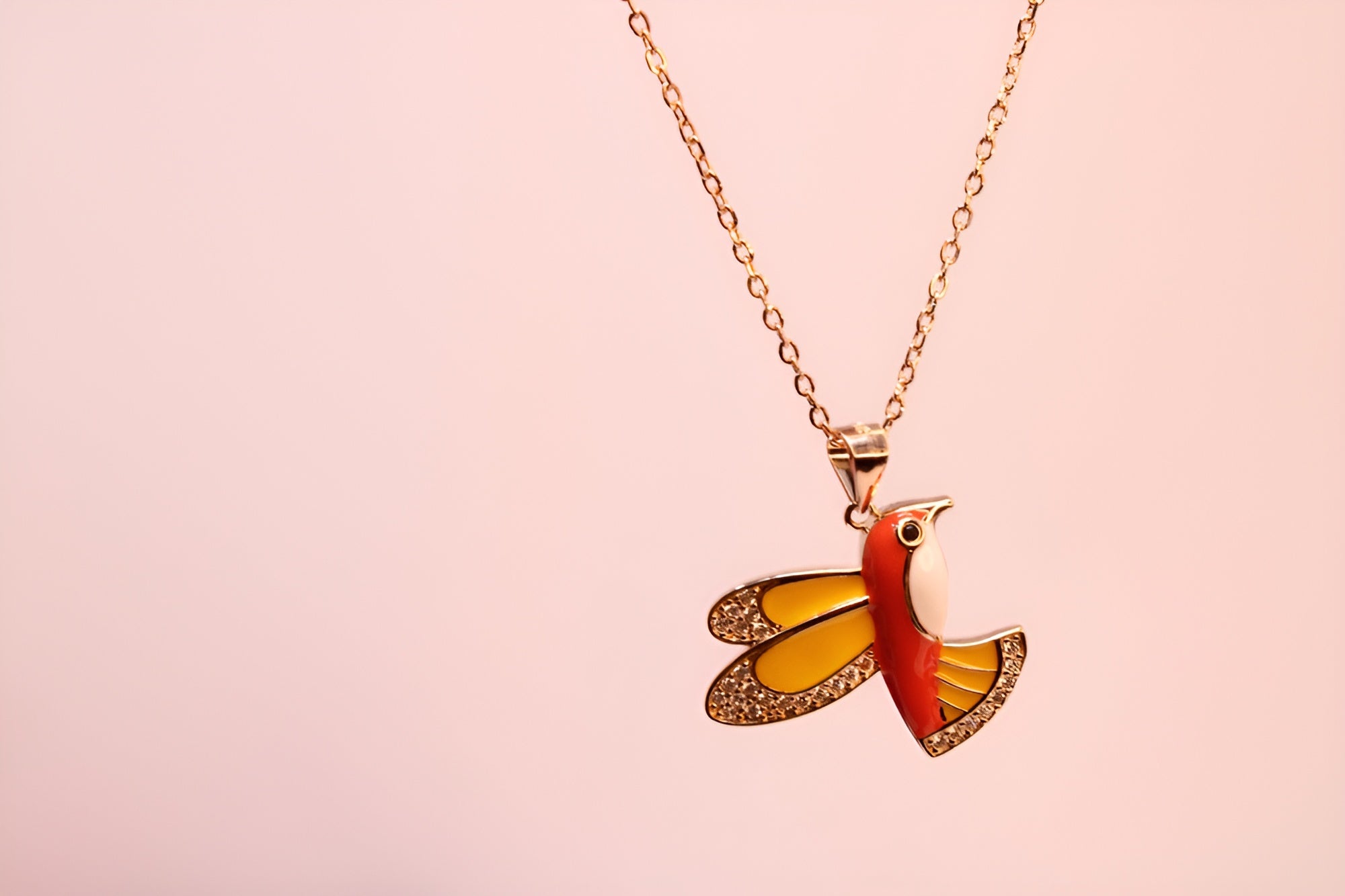 Sterling Silver with Copper-Gold Color Red Bird Pendant