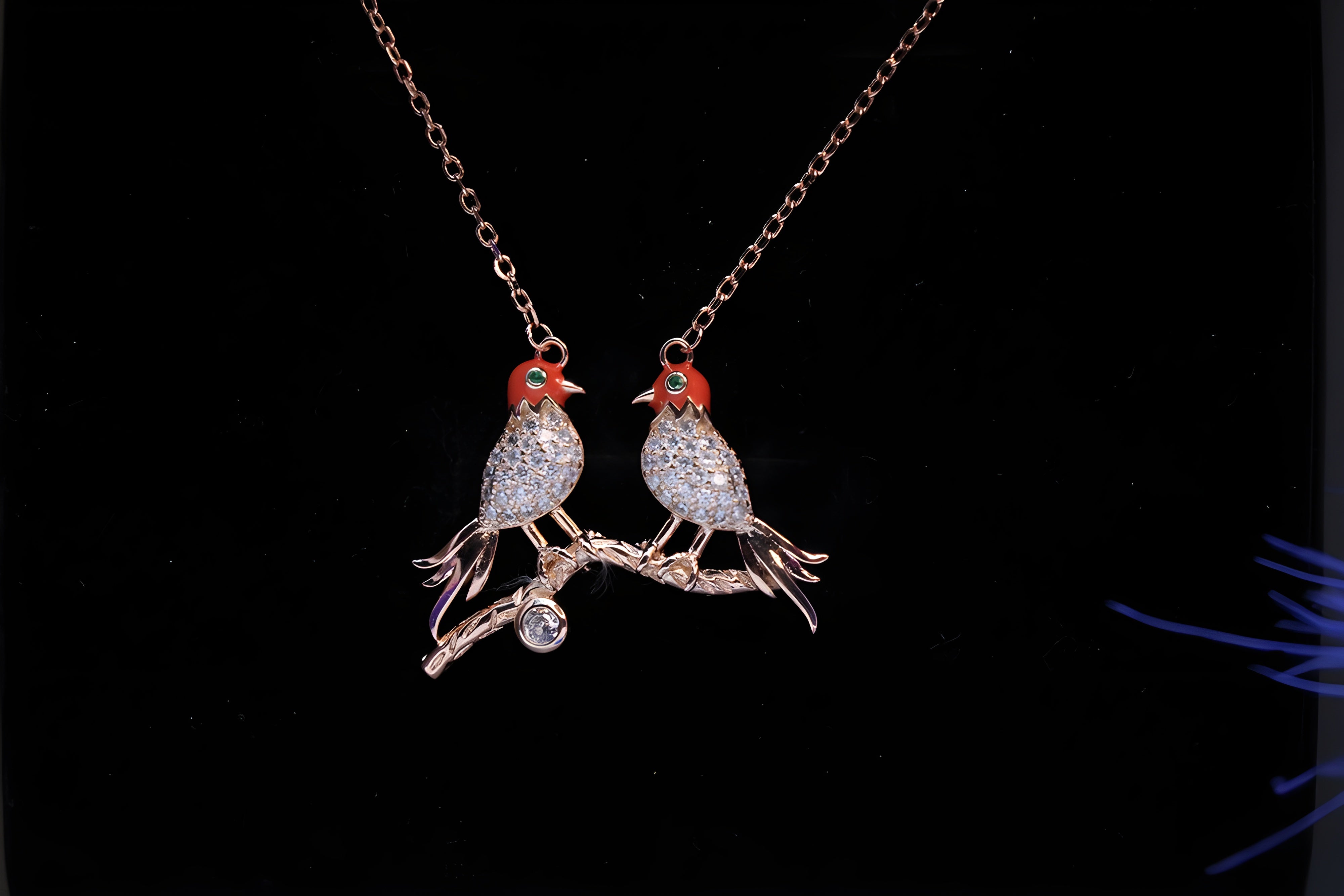 Sterling Silver with Copper-Gold Color Dual Bird Pendant