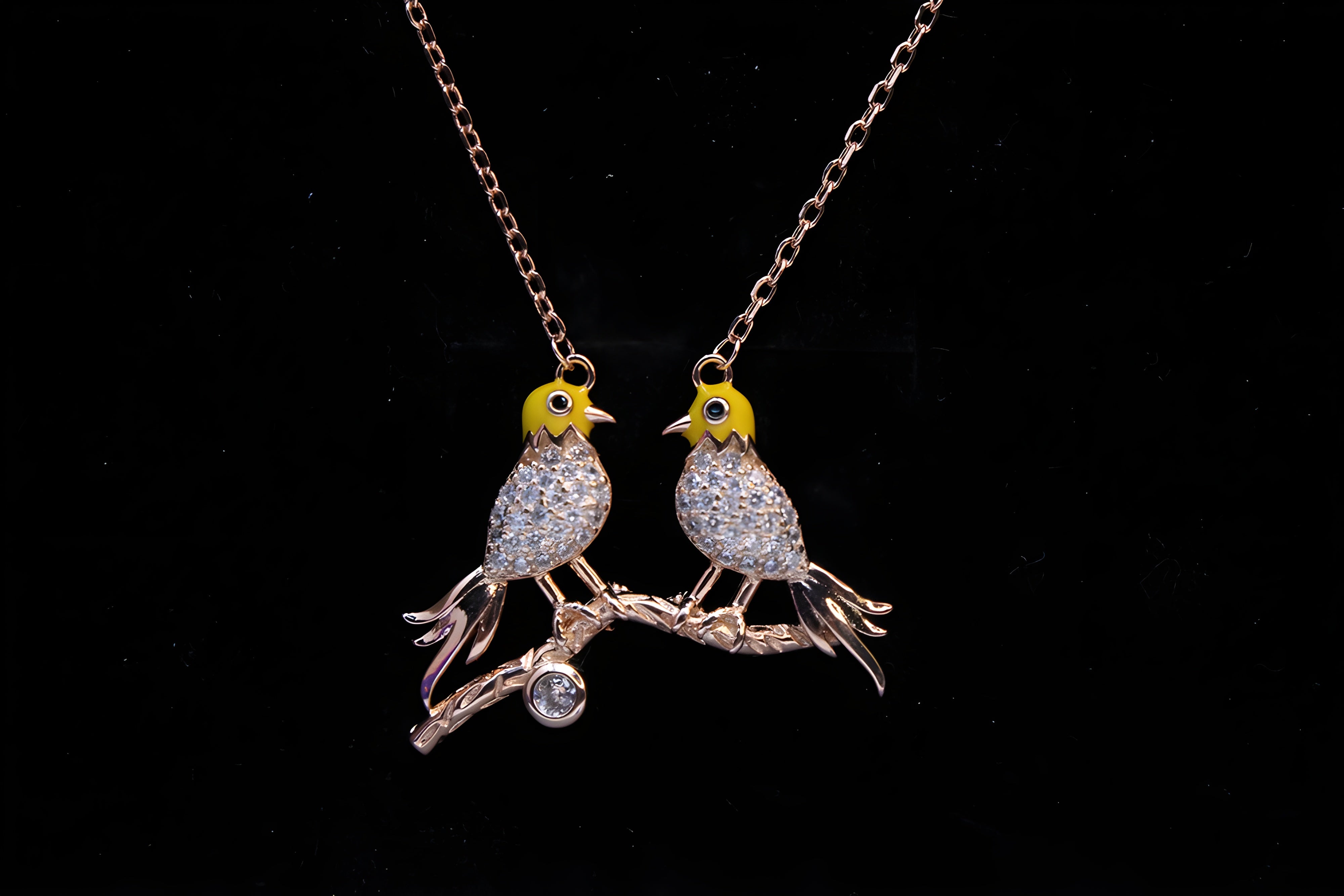 Sterling Silver with Copper-Gold Color Dual Bird Pendant
