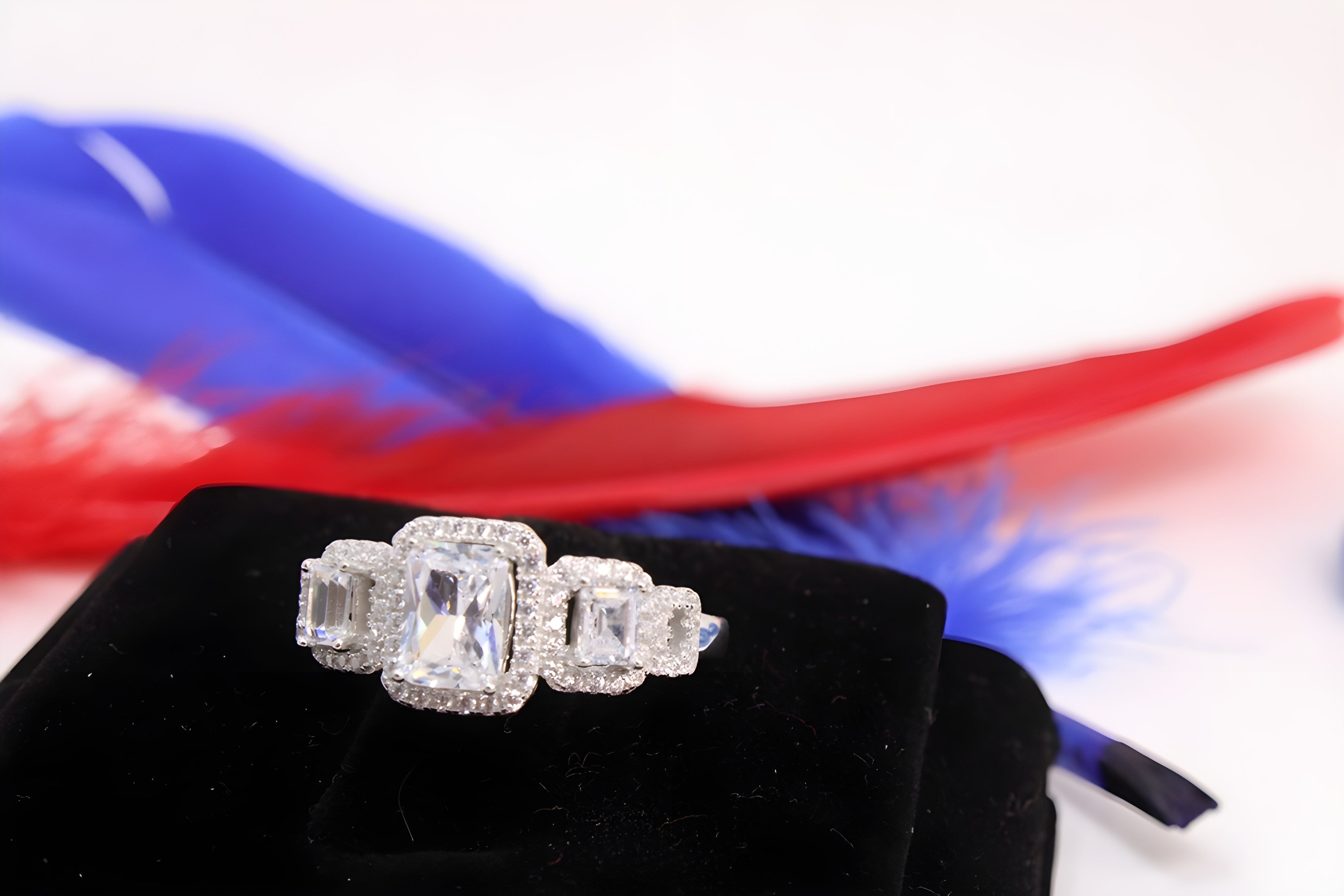 Sterling Silver Swarovski Crystal Triplet Ring
