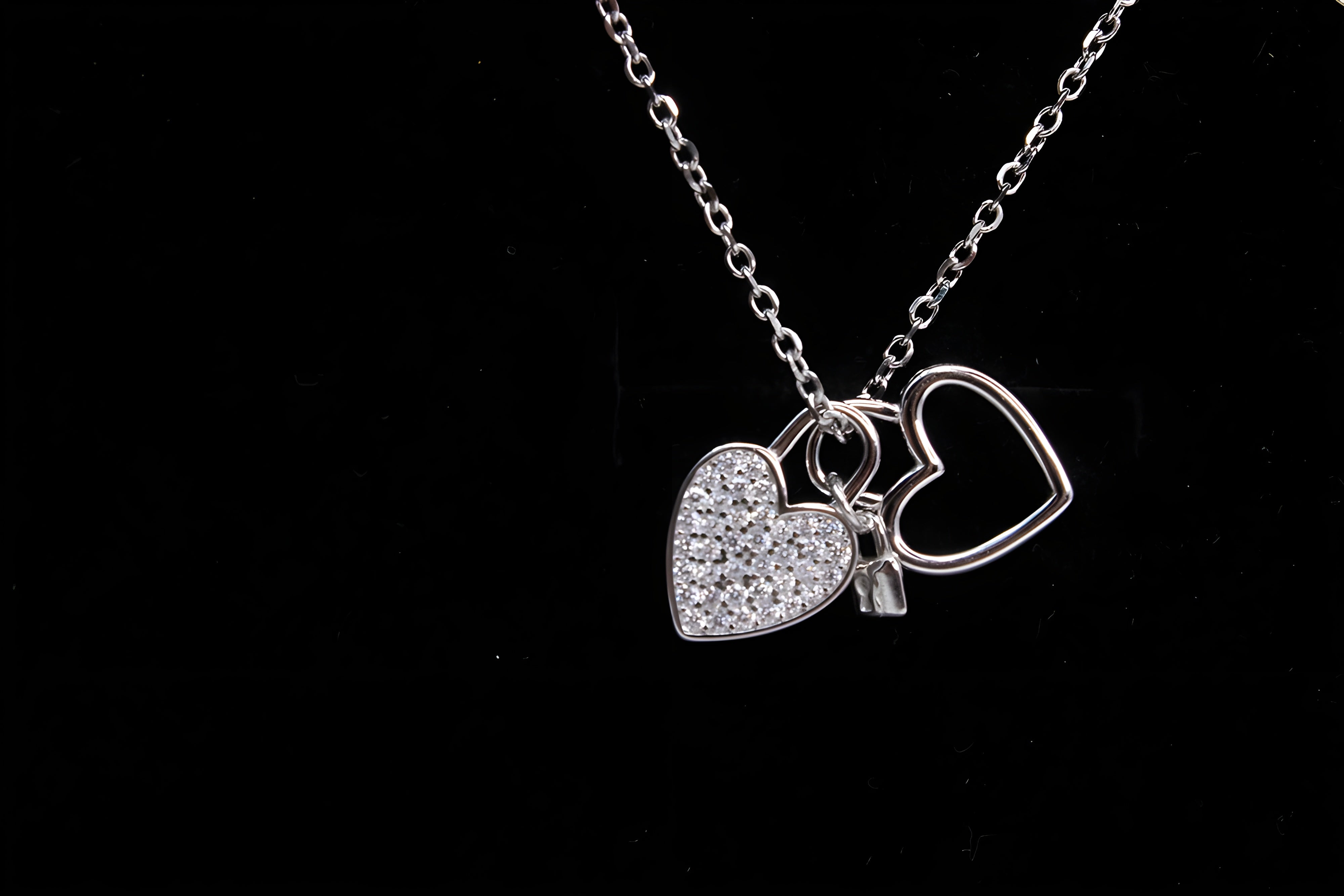 Double Heart Harmony 92.5 Sterling Silver Swarovski Pendant